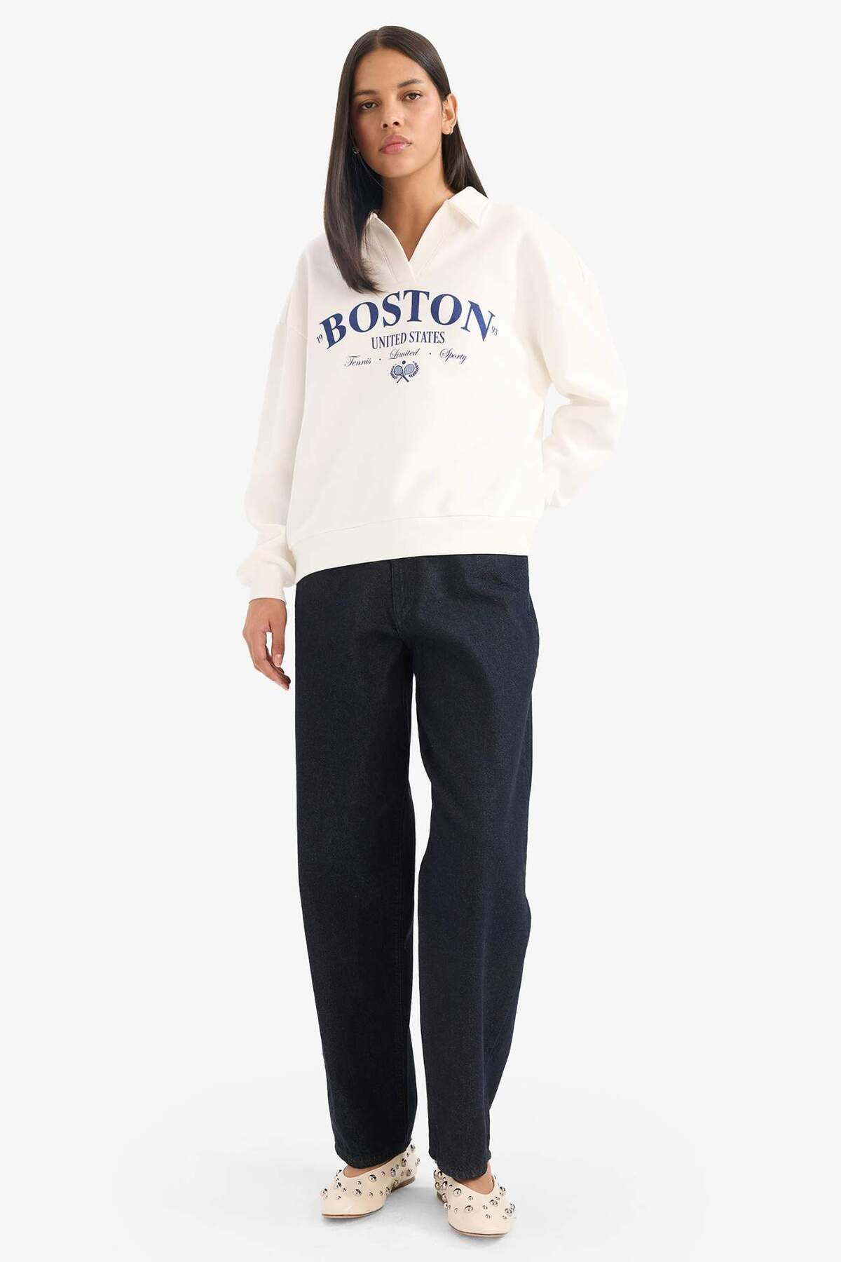 DeFacto Relax Fıt Baskılı Sweatshirt F0303AX25AU görsel 2
