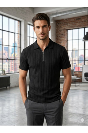 PHS Polo Yaka Yarım Fermuarlı Erkek T-shirt