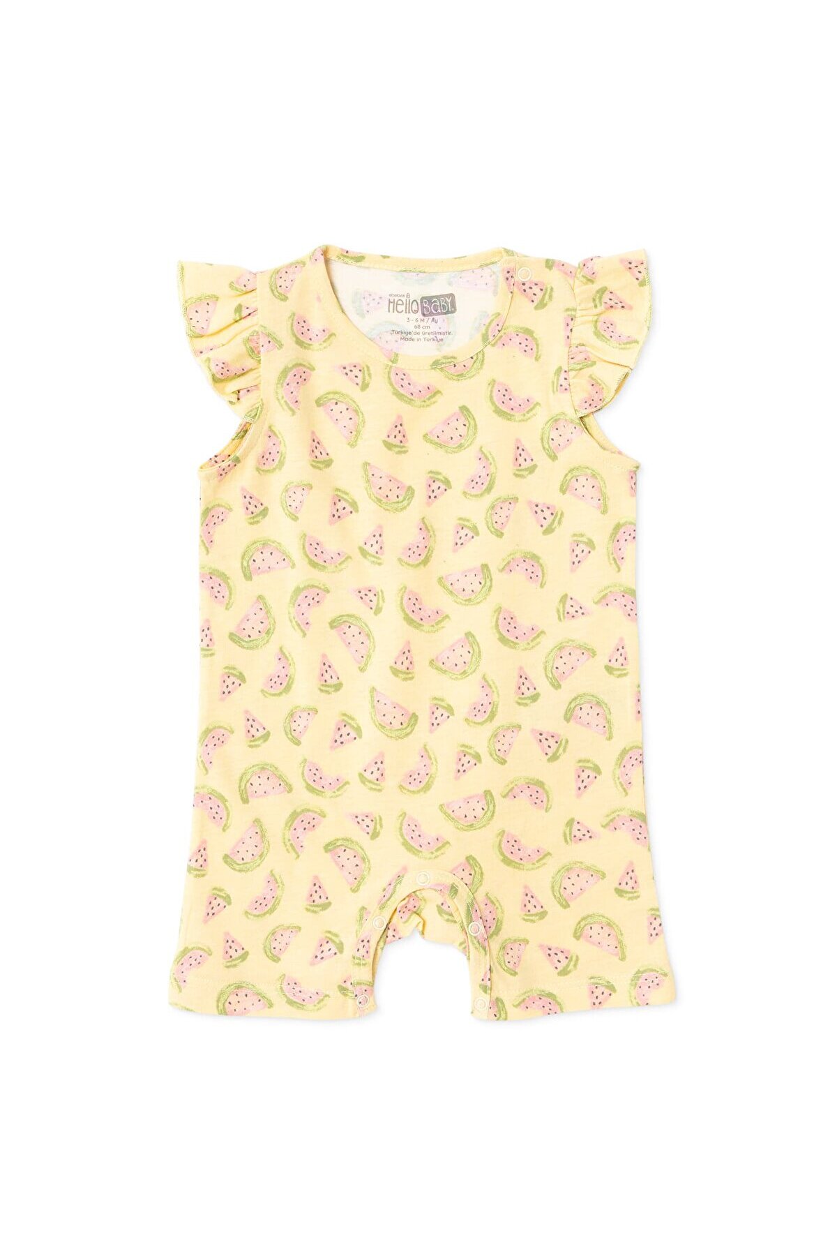 HelloBaby Baby Girl Short Romper Fruit Printed Snap Fastener Crew Neck Short Sleeve Jam