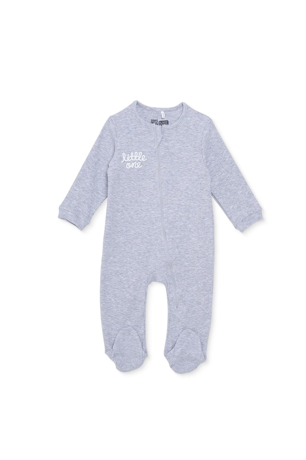 HelloBaby Erkek Bebek Tulum Fermuarlı Bisiklet Yaka Uzun Kol Patikli
