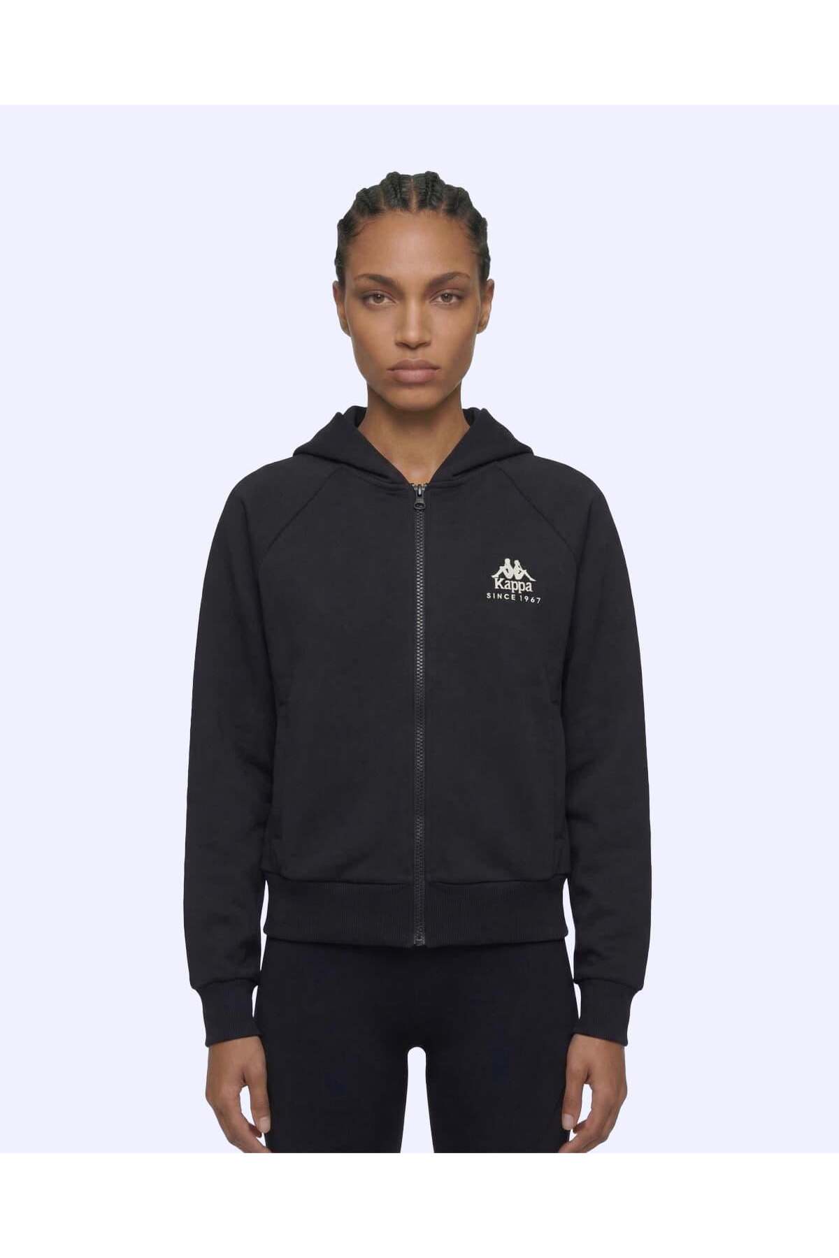 Kappa Milas Full Zip Kadın Siyah Regular Fermuarlı Eşofman Üstü