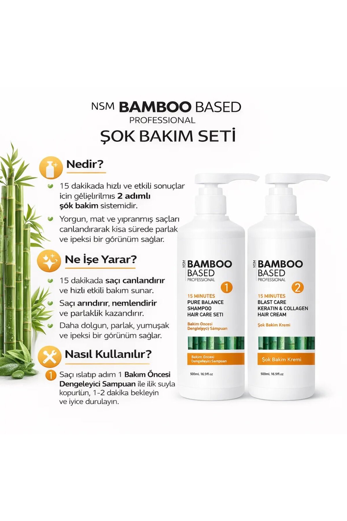 15 DAKİKADA ŞOK BAKIM KERATİN & COLLEGEN SETİ 2x500 ML. — تصویر 2 از 3