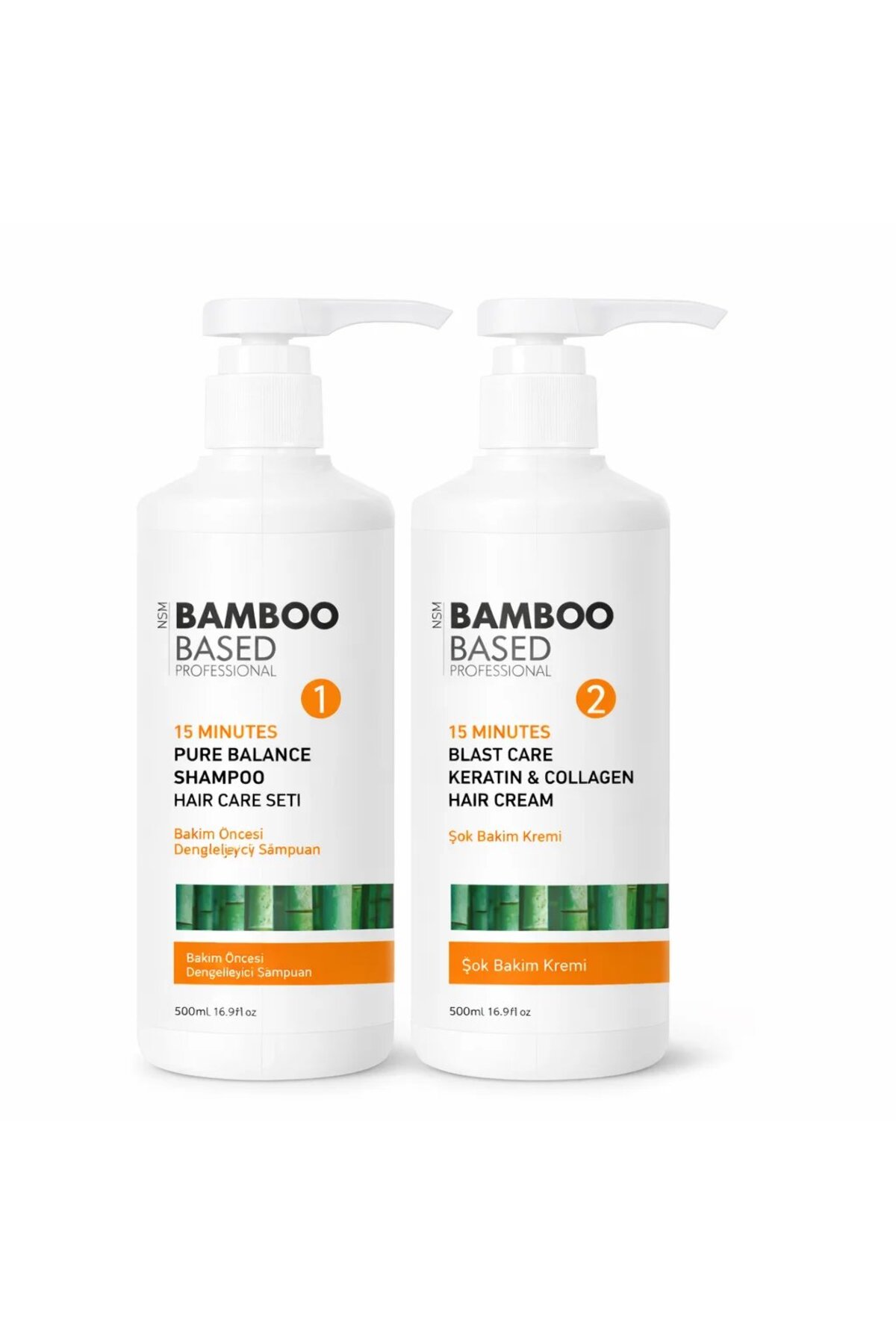 Bamboo Based Professional 15 DAKİKADA ŞOK BAKIM KERATİN & COLLEGEN SETİ 2x500 ML.