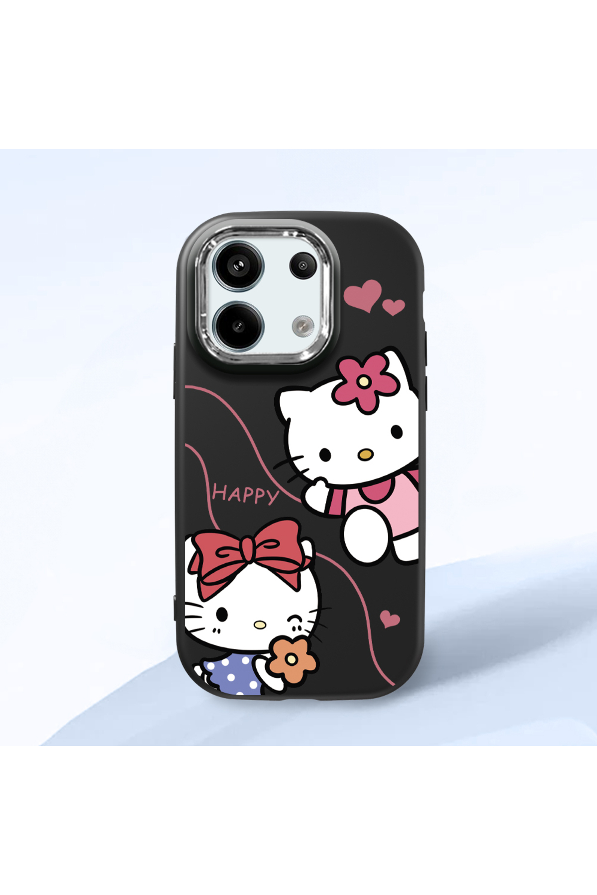 Redmi Note 13 Pro 5G Compatible Black Soft Silicone Phone Case with Camera Protection Hello Kitty Pattern