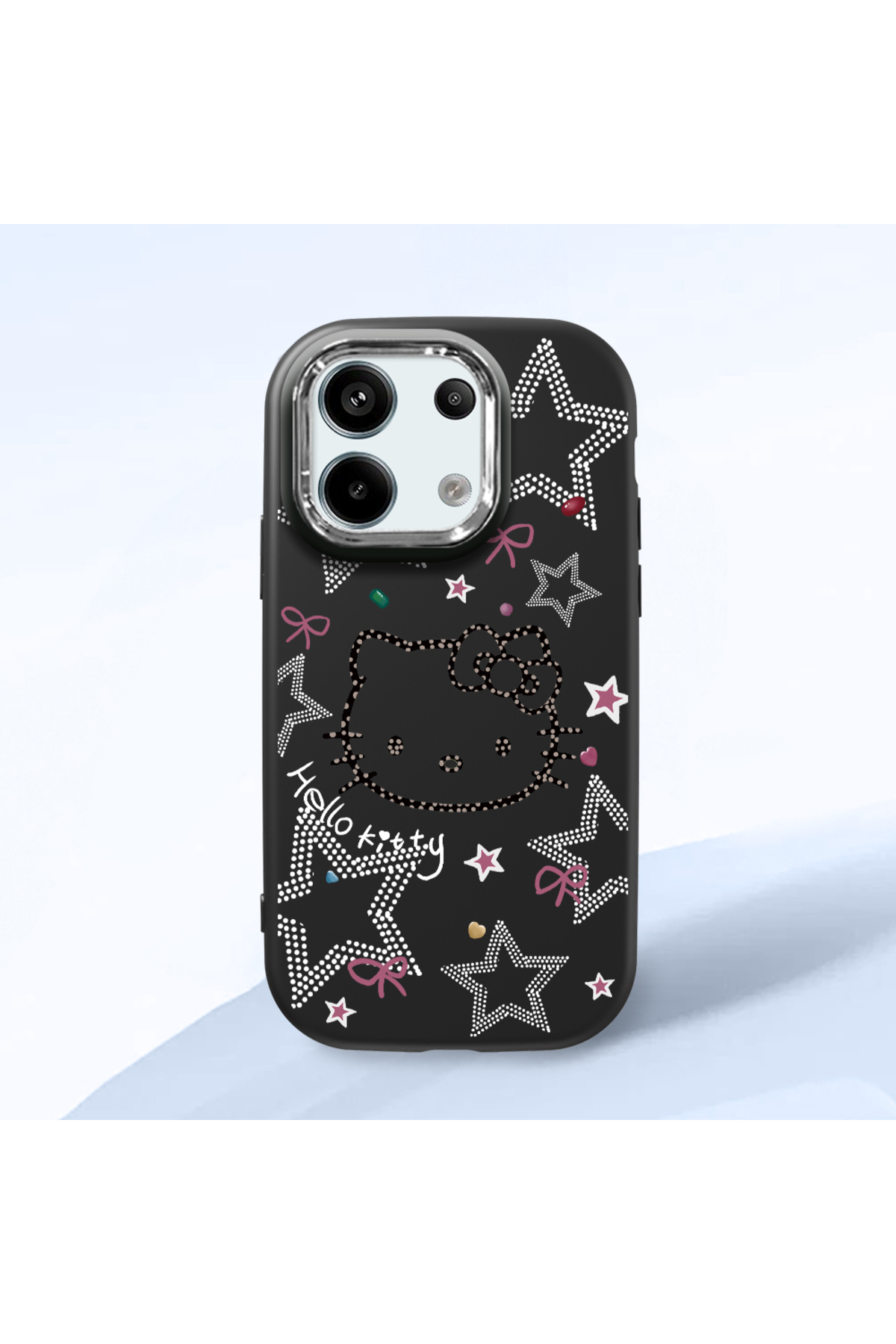 Black Soft Silicone Phone Case with Redmi Note 13 Pro 5G Compatible Hello Kitty Pattern Camera Protection
