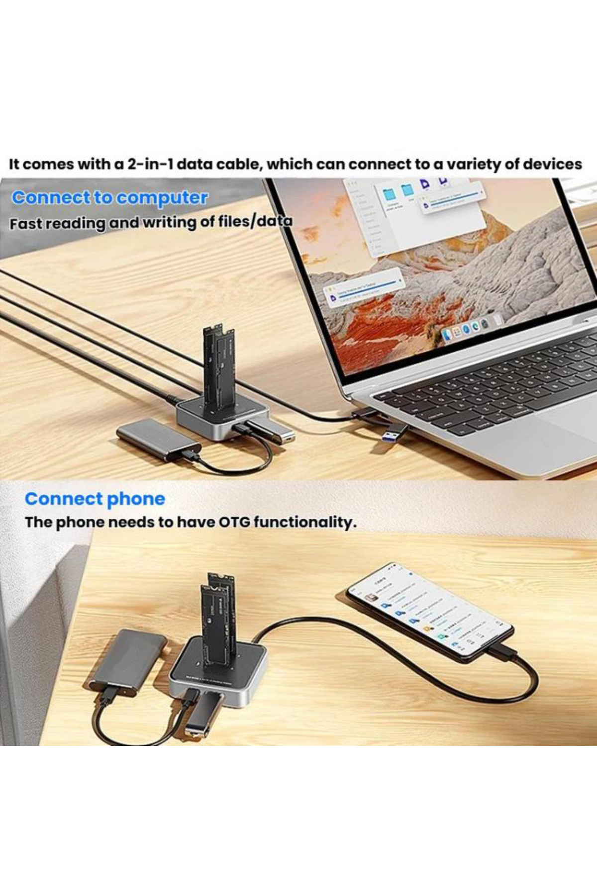 CODEGEN Çift M.2 NVME SSD Disk Yuvalı USB 3.1 Type-C Dock