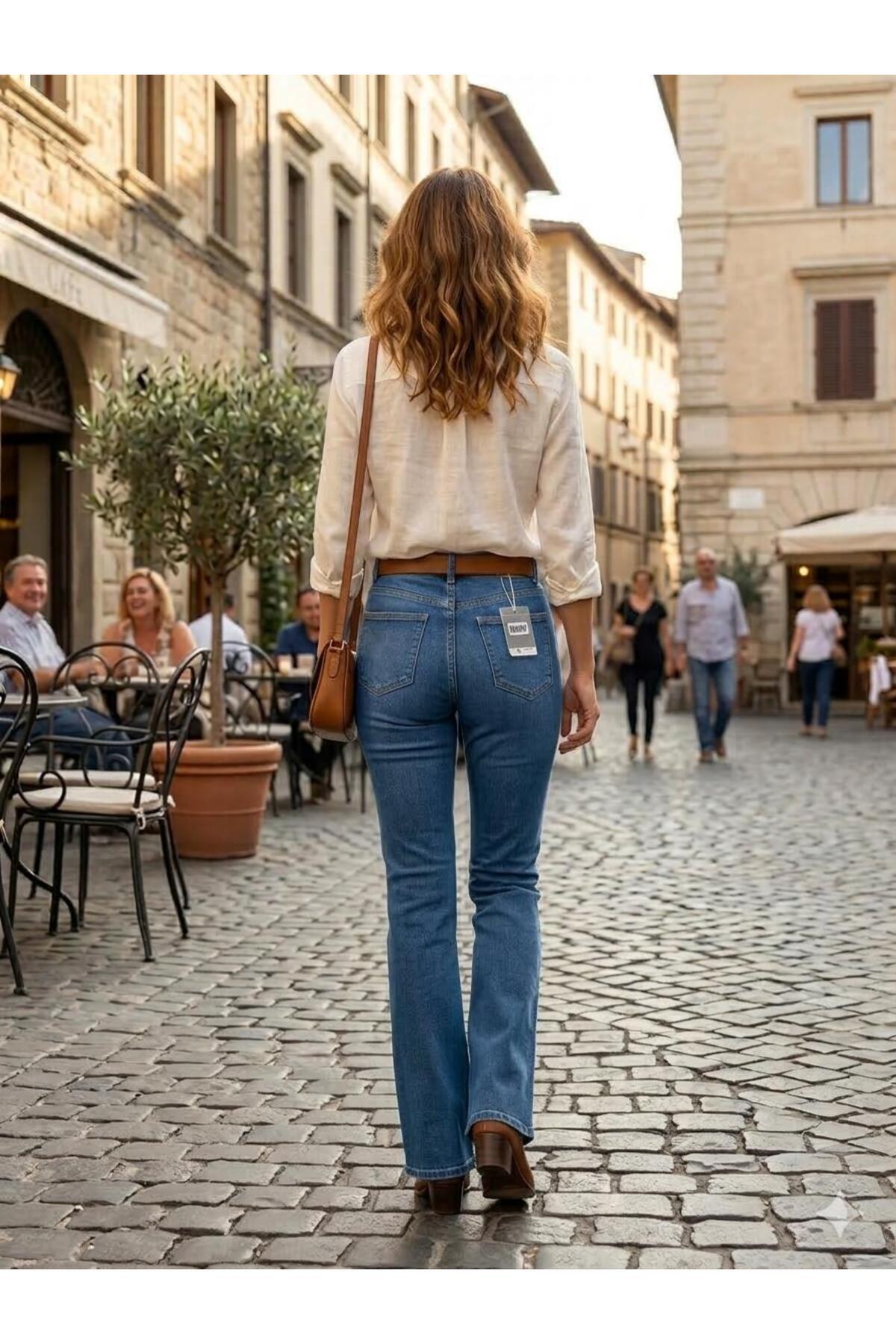 OwenLife  Reepi Jeans İspanyol Paça Yırtmaç Detaylı Full Riglalı - Görsel 3