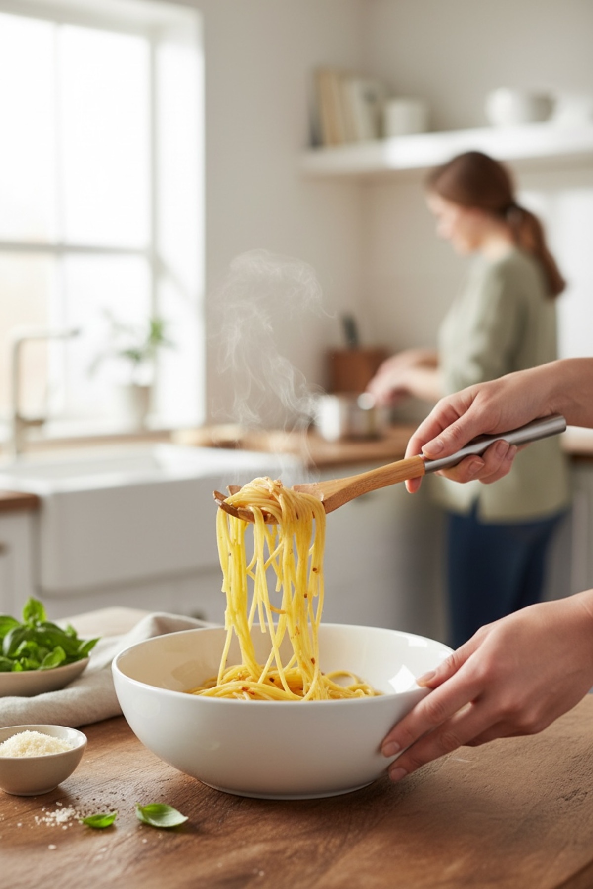 Metal Saplı Bambu Derin Spatula Doğal Bambu Mutfak Spatulası