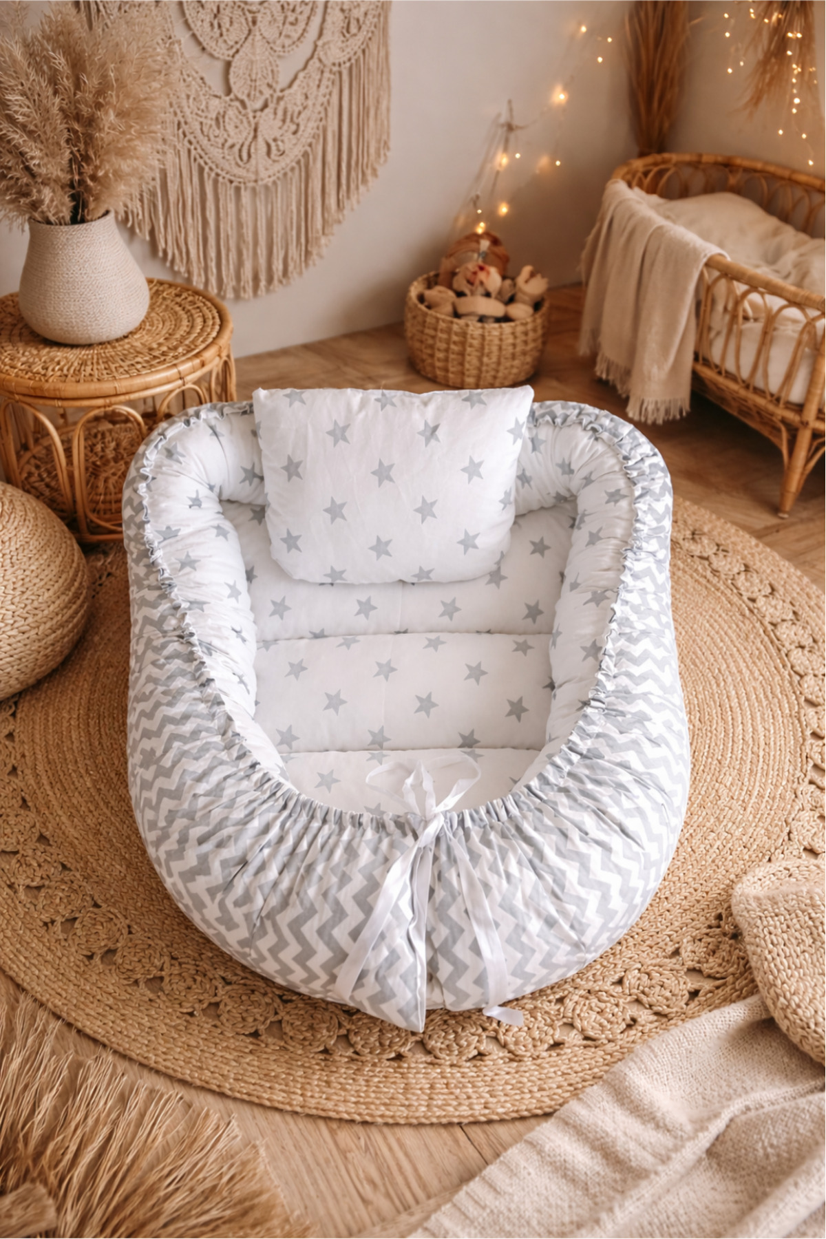 BebeK on For Babynest Gri Yıldızlı set | Emzirme Yastığı ile fotoğrafı 7 (önizleme)