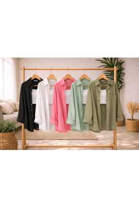 İnazuma Outdoors Beşli Siyah Beyaz Pembe Mint Yeşili Ve Haki Keten Dokulu %10...