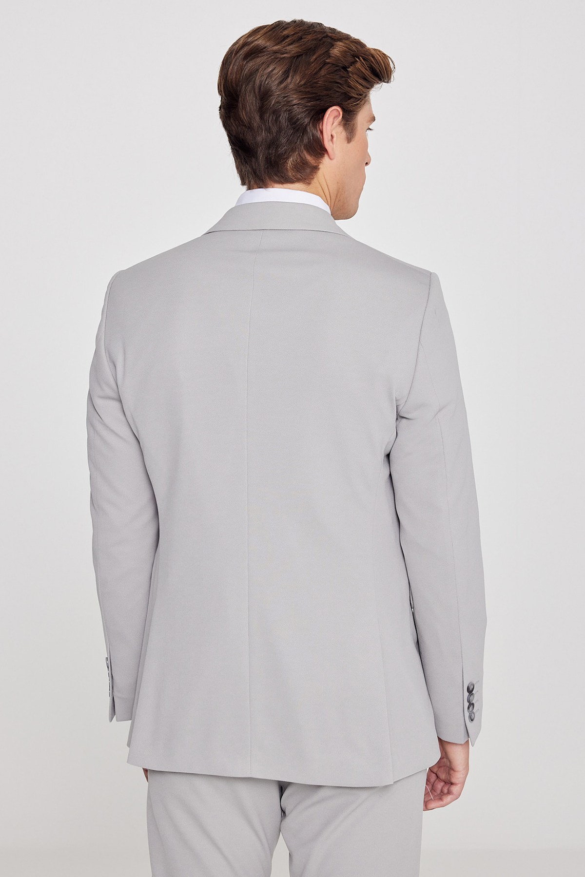 AC&Co / Altınyıldız Classics  Erkek Gri Slim Fit Dar Kesim Mono Yaka Beli Bağlamalı Kapak Cepli Esnek Takım Elbise - Görsel 6