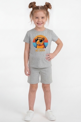 par lingerie pl Kız Çocuk Baskılı Şortlu Takım B19