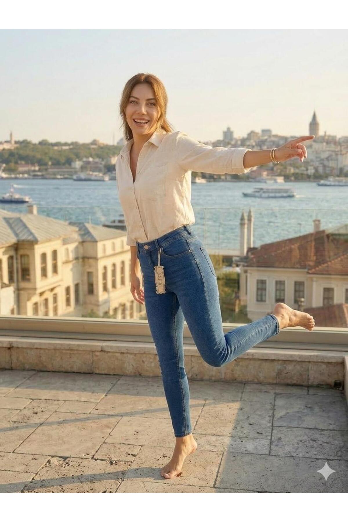 OwenLife  REEPİ Jeans Darpaça Canlı Mavi Full Riglalı Çok Rahat Pantolon - Görsel 5