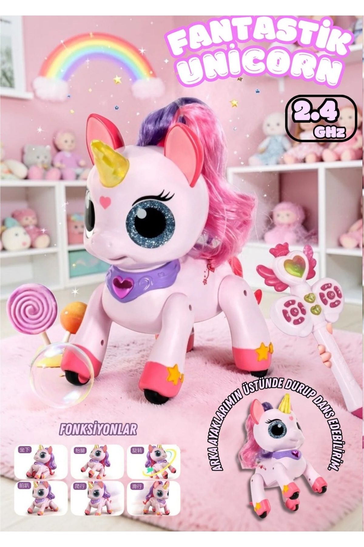 Digermak Sihirli Asa Kontrollü Fantastik Unicorn 22 cm Şarjlı Dans
