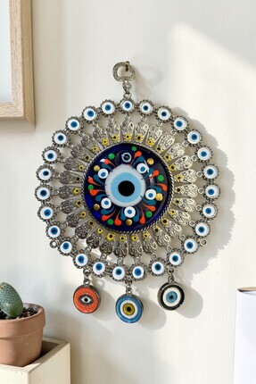 NazarNovaStore Büyük Boy Nazar Boncuklu Duvar Süsü – Metal İşlemeli Dekoratif...