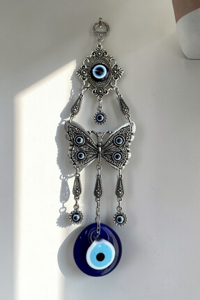 NazarNovaStore Kelebek Tasarımlı Nazar Boncuklu Duvar Süsü – Metal İşlemeli S...