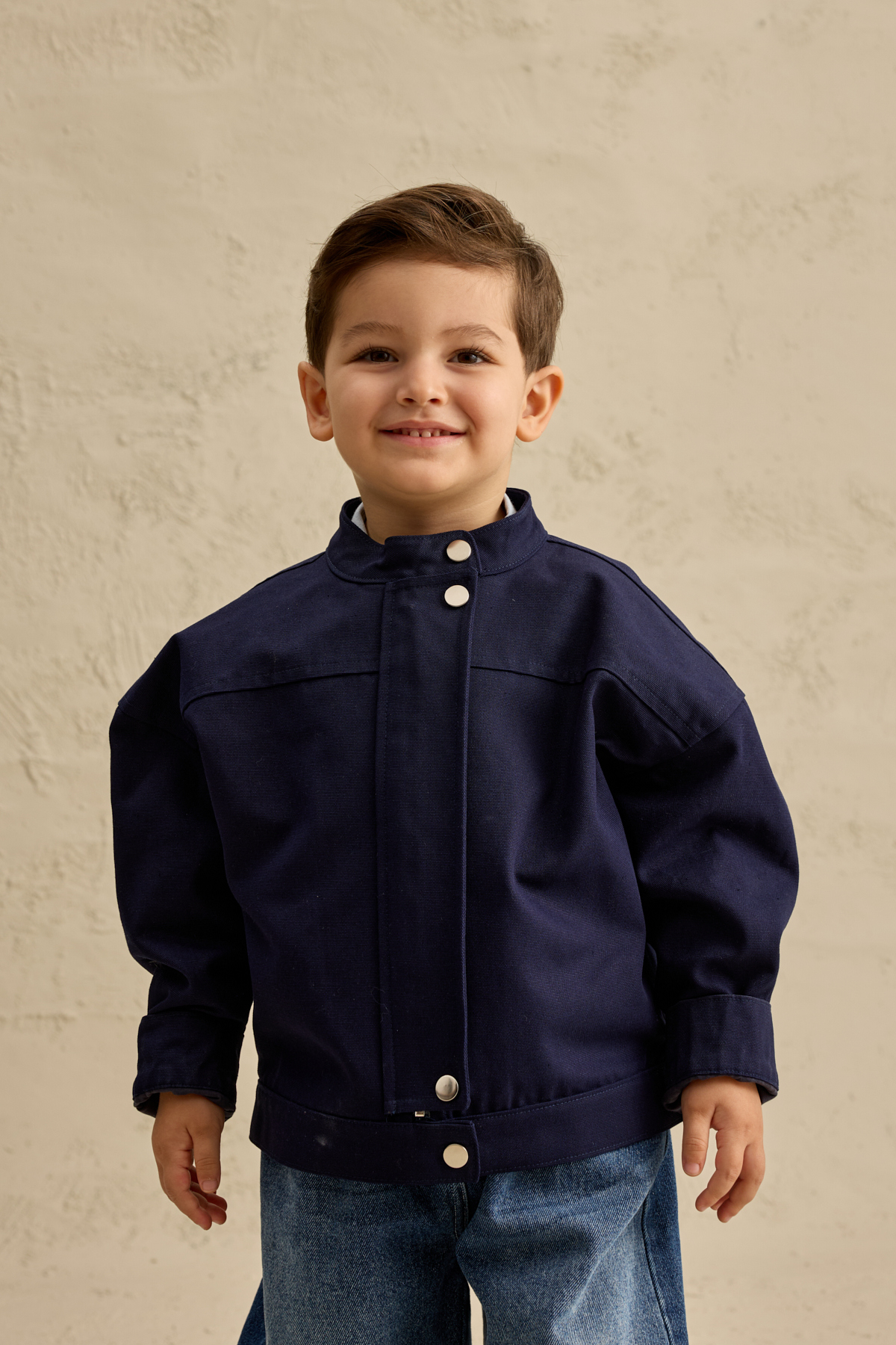 Fahhar Kids Oversize Kanvas Ceket Lacivert fotoğrafı 2 (önizleme)