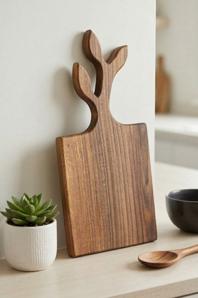 whelka Ceviz Ağacı Yaprak Sunum ve Kesme Tahtası | Dekoratif Servis Tahtası |...