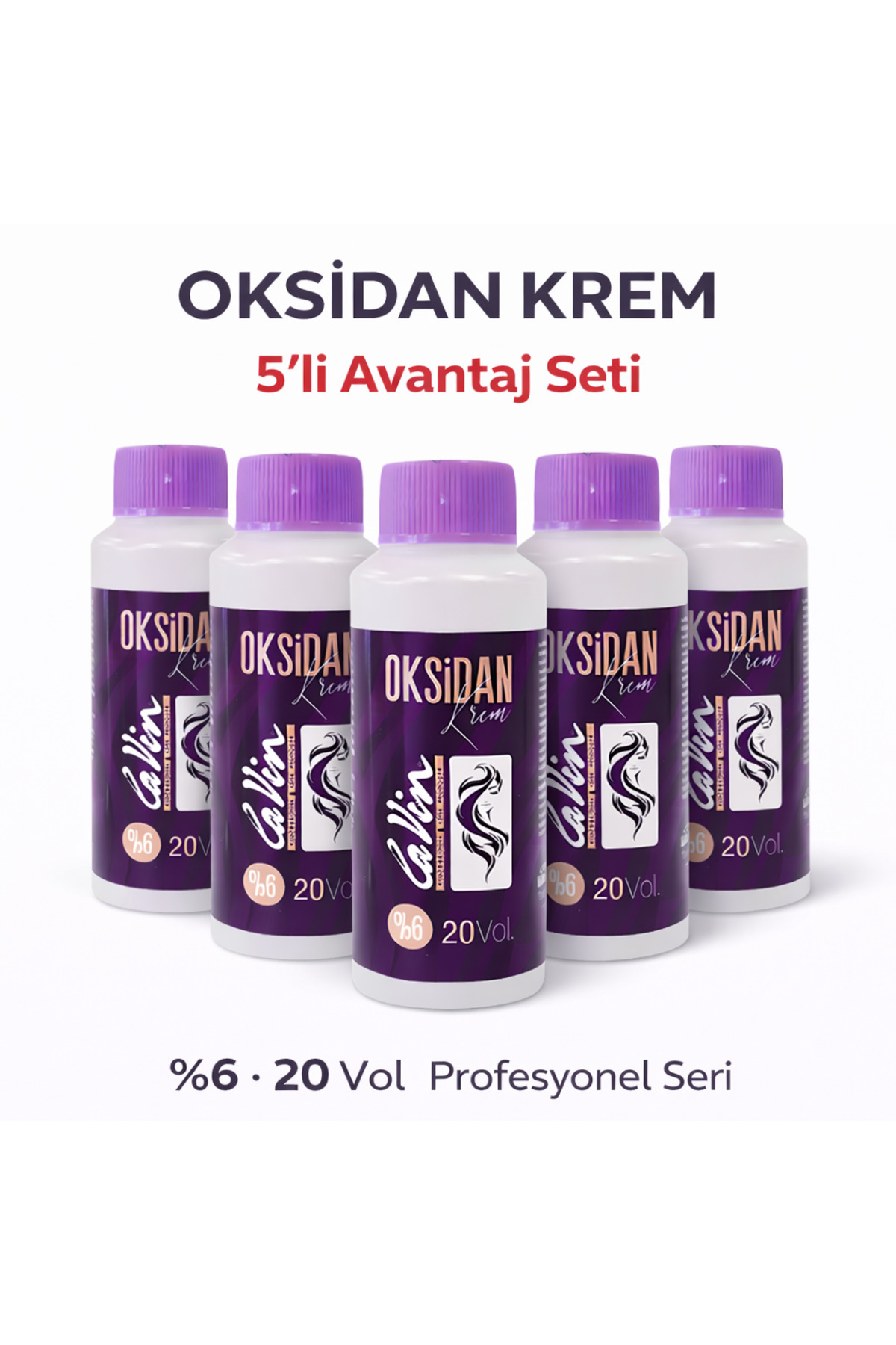 Lavin Oksidan Krem %6 20 Vol Saç Boyası Oksidanı Profesyonel Kuaför Tipi 5'li Set — 86801401080135