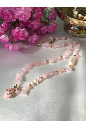 Livza Accessory Pembe Kuvars Taşlı Kolye