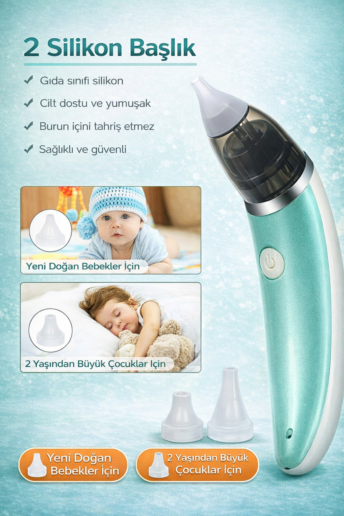 Baby Force BR-8820 0-12 Yaş Şarjlı Bebek Burun Aspiratörü – 5 Kademe Güçlü Vakum fotoğrafı 4 (önizleme)