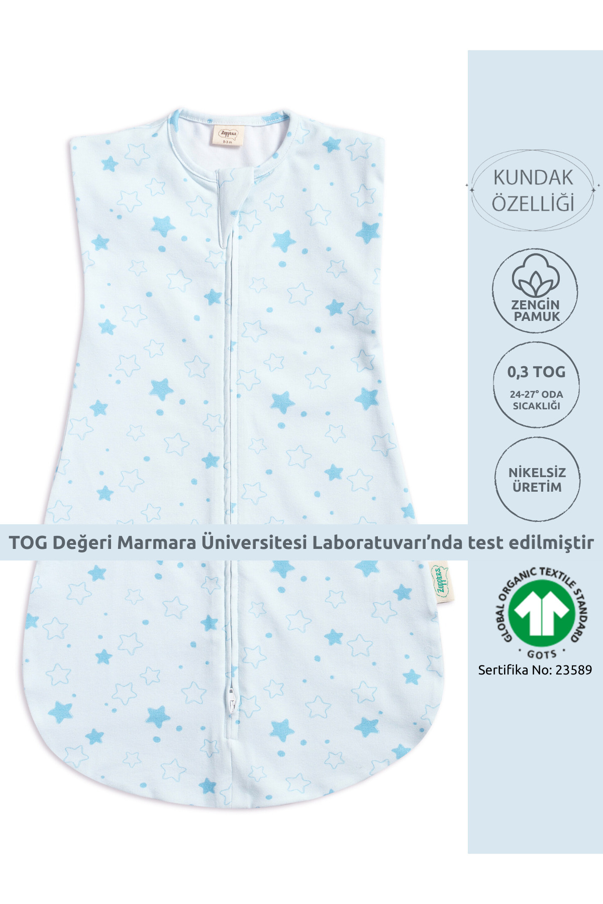Organic Cotton Baby Swaddle Sleeping Bag 0.3 TOG-STAR