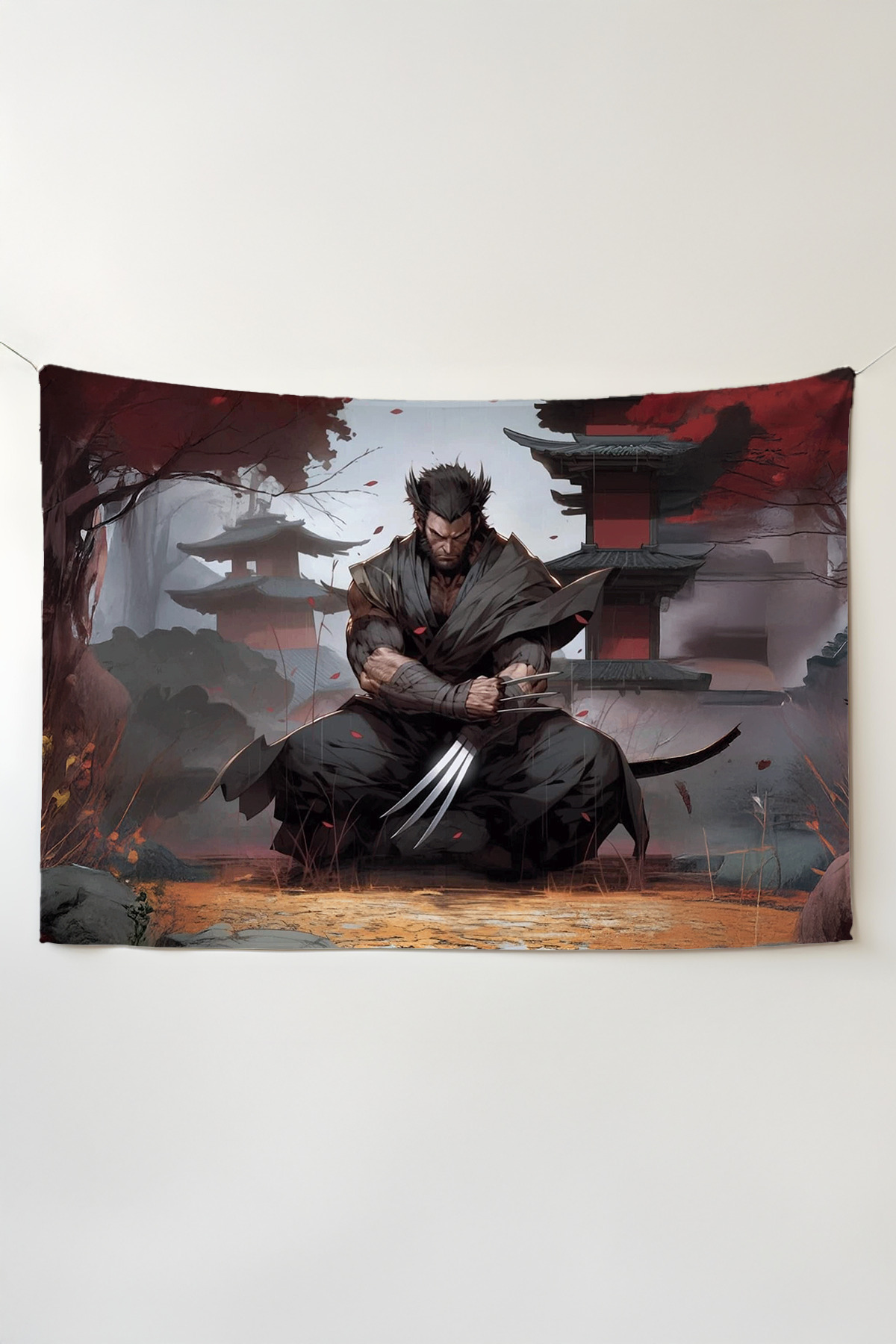 Samurai Wolverine Wallcovering โ Large Tapestry Tapestry Tapestry, Game Anime Movie Room Decor