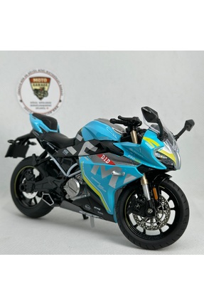 MotoGarage CFMOTO 250SR 1:12 Sesli Işıklı Diecast Motosiklet Modeli - Mavi Sarı
