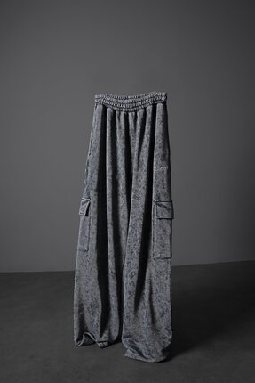 Slatra Erkek Gri Basic Yıkama Efektli Kargo Cepli Baggy Eşofman