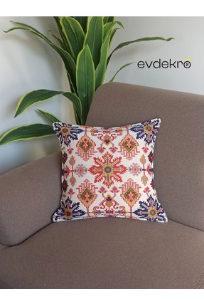EVDEKRO Tek Yön Etnik Desen Goblen Dokuma Kırlent Kılıfı 45×45 Kare Kılıf