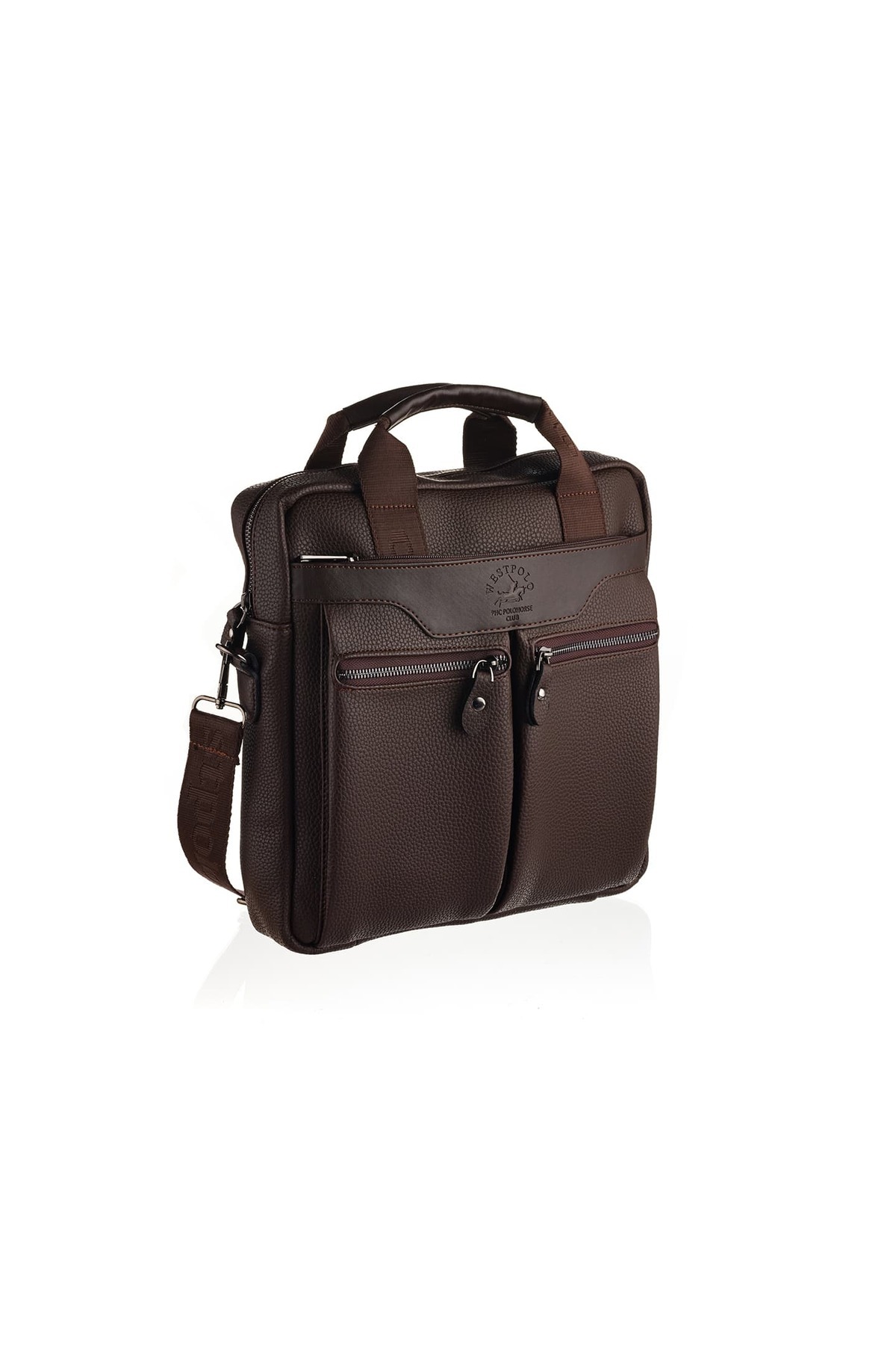 Westpolo  Vegan Deri Laptop Bölmeli Erkek Postacı Çantası (13 inc) - Kahverengi - Görsel 2