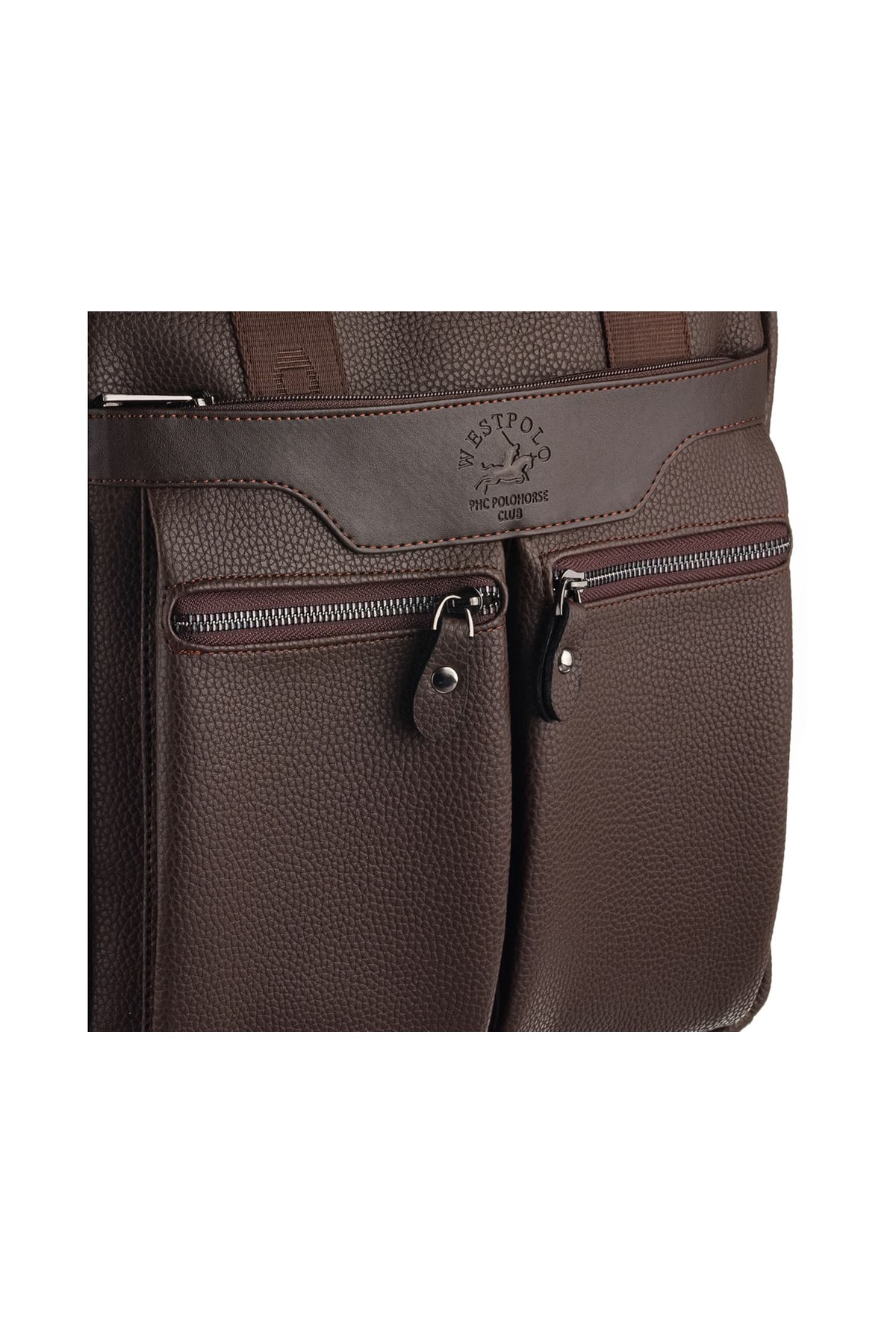 Westpolo  Vegan Deri Laptop Bölmeli Erkek Postacı Çantası (13 inc) - Kahverengi - Görsel 4