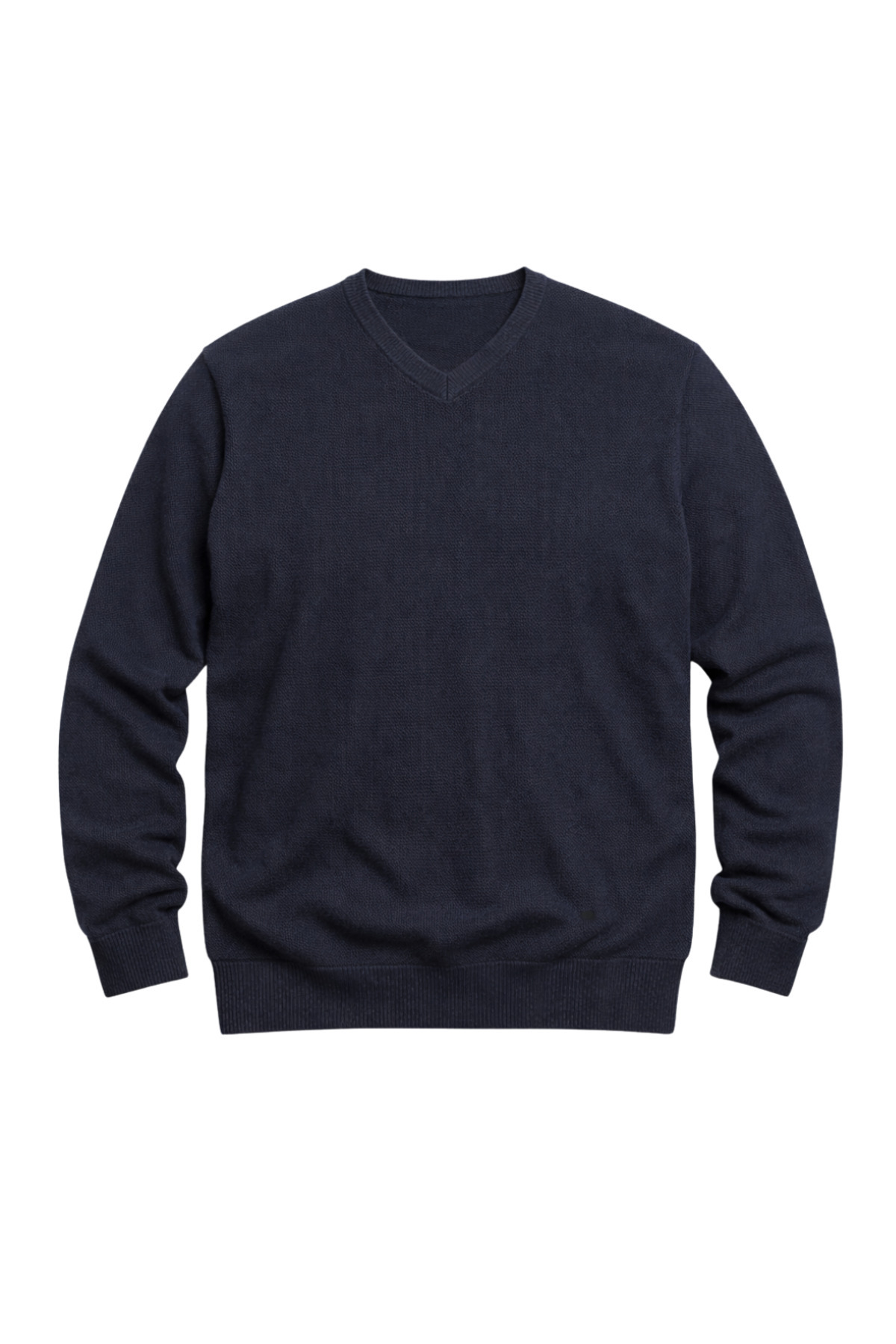 BattalModa Erkek Büyük Beden Lacivert V Yaka Triko Kazak 3XL-4XL-5XL-6XL görsel 4