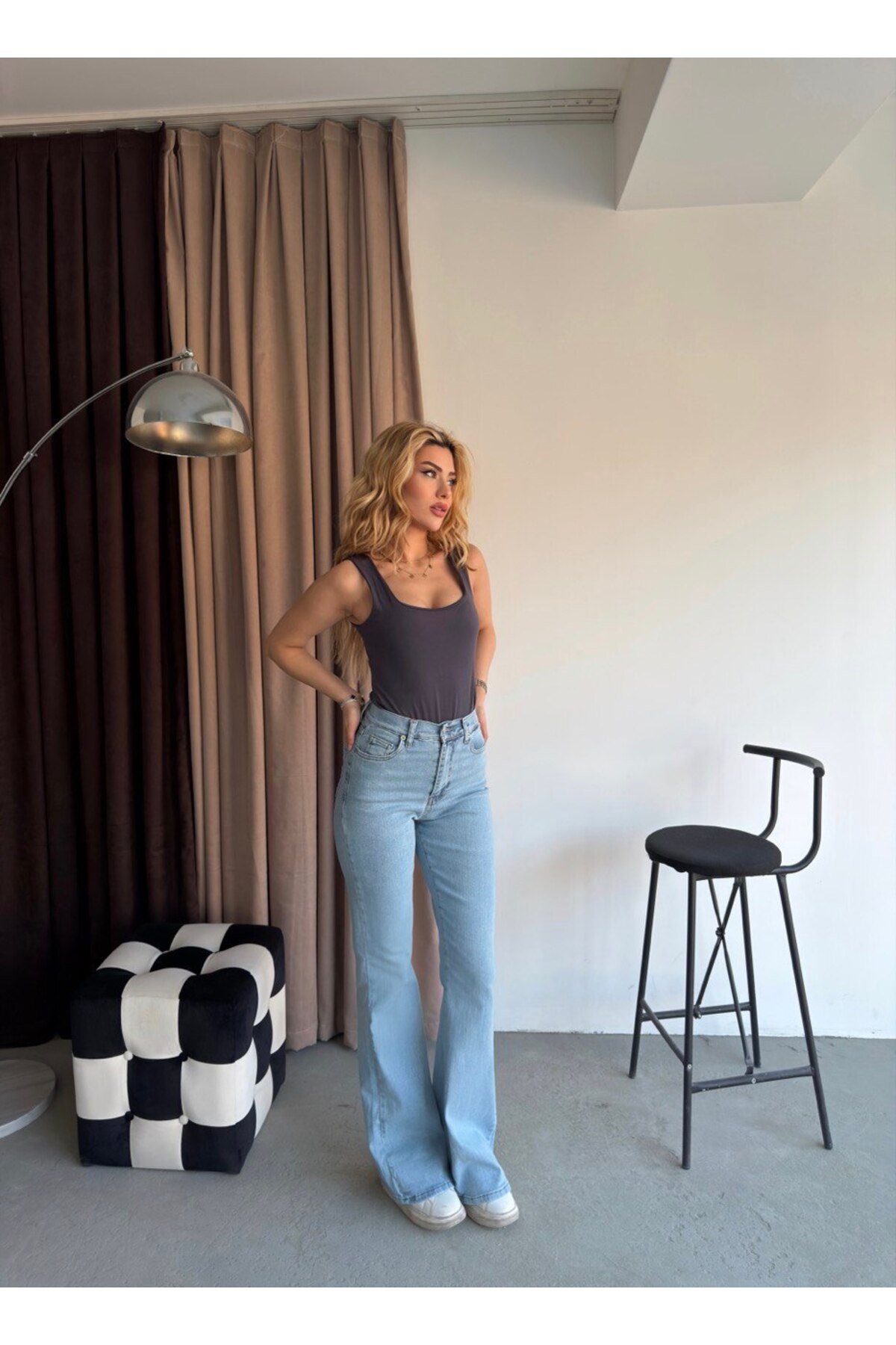 FIREVOGUE  Açık Mavi İspanyol Paça Jean Full Likralı - Görsel 3