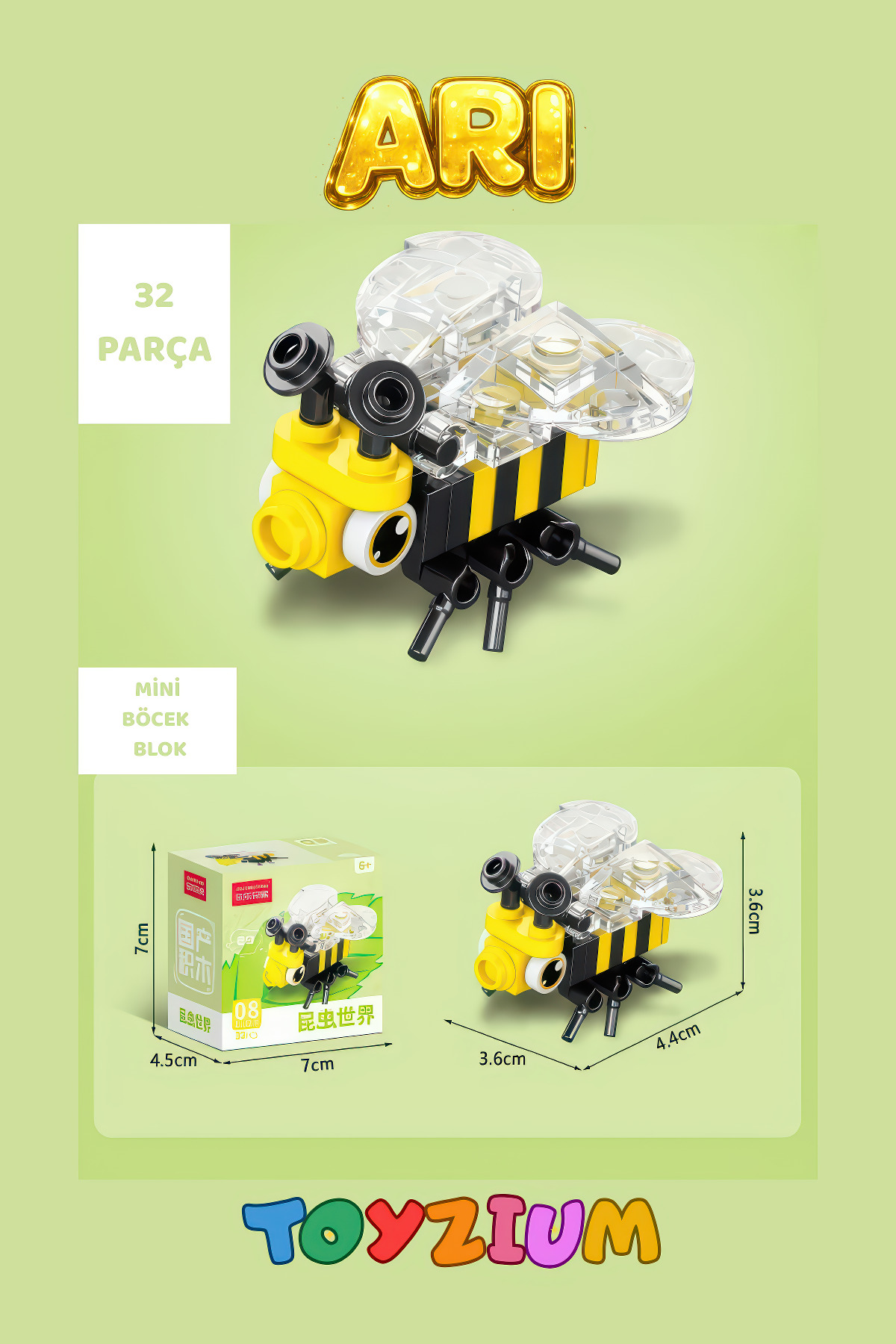 Shem Arı Omurgasız Hayvanlar Yapı Blok Oyuncak (32 Parça) - Mini Böcek Model Yapım Seti fotoğrafı 2 (önizleme)