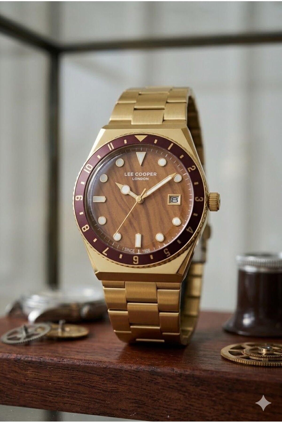 Lee Cooper Altın Kasa Erkek Kol Saati | 40 mm Çelik Kasa, Altın