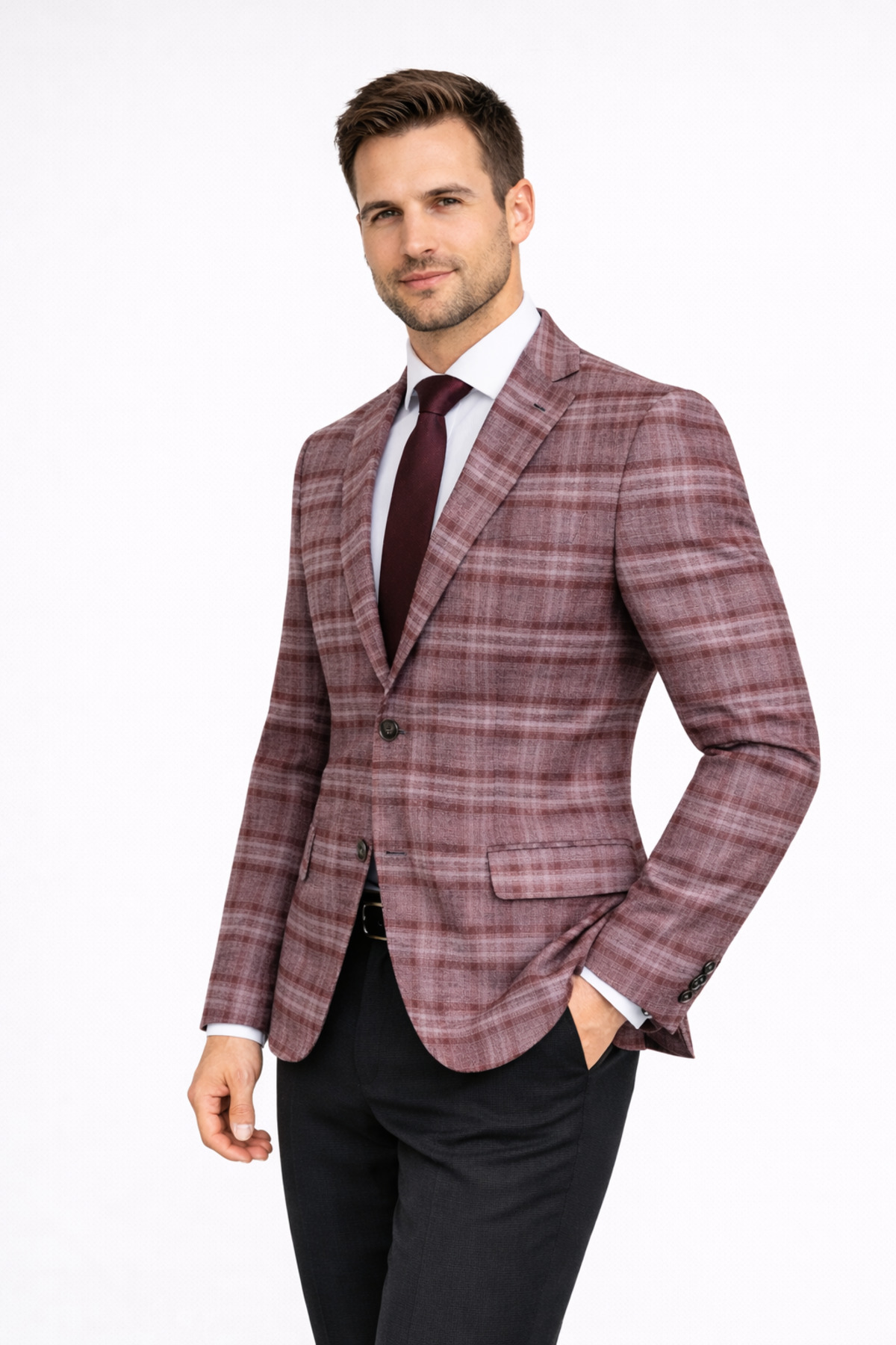FABIO CASSEL  Slim Fit Erkek Tek Ceket – Modern Kesim Premium Kumaş - Görsel 3