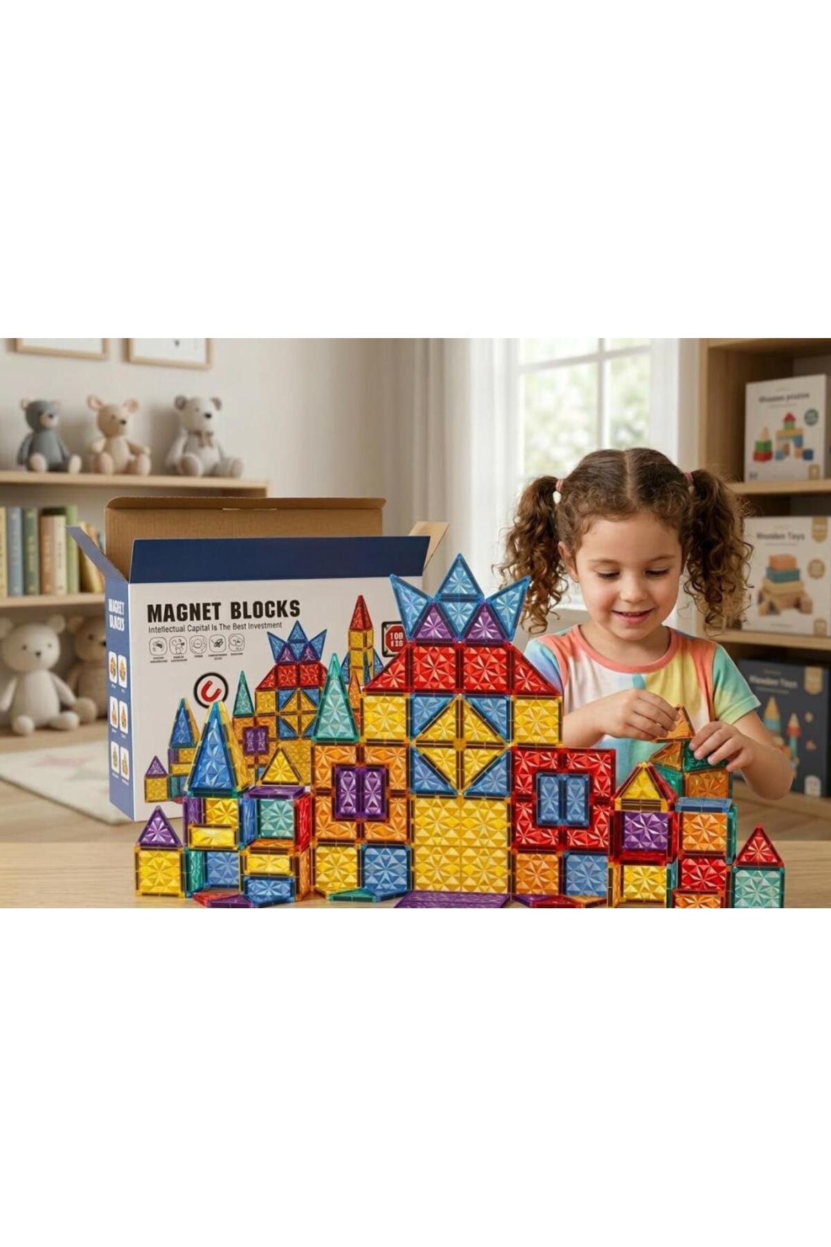 Tıfıl Toys Renkli Geometrik Şekilli Manyetik Yapı Blokları - 3 Boyutlu Mıknatıslı Yapı Oyun Seti fotoğrafı 3 (önizleme)