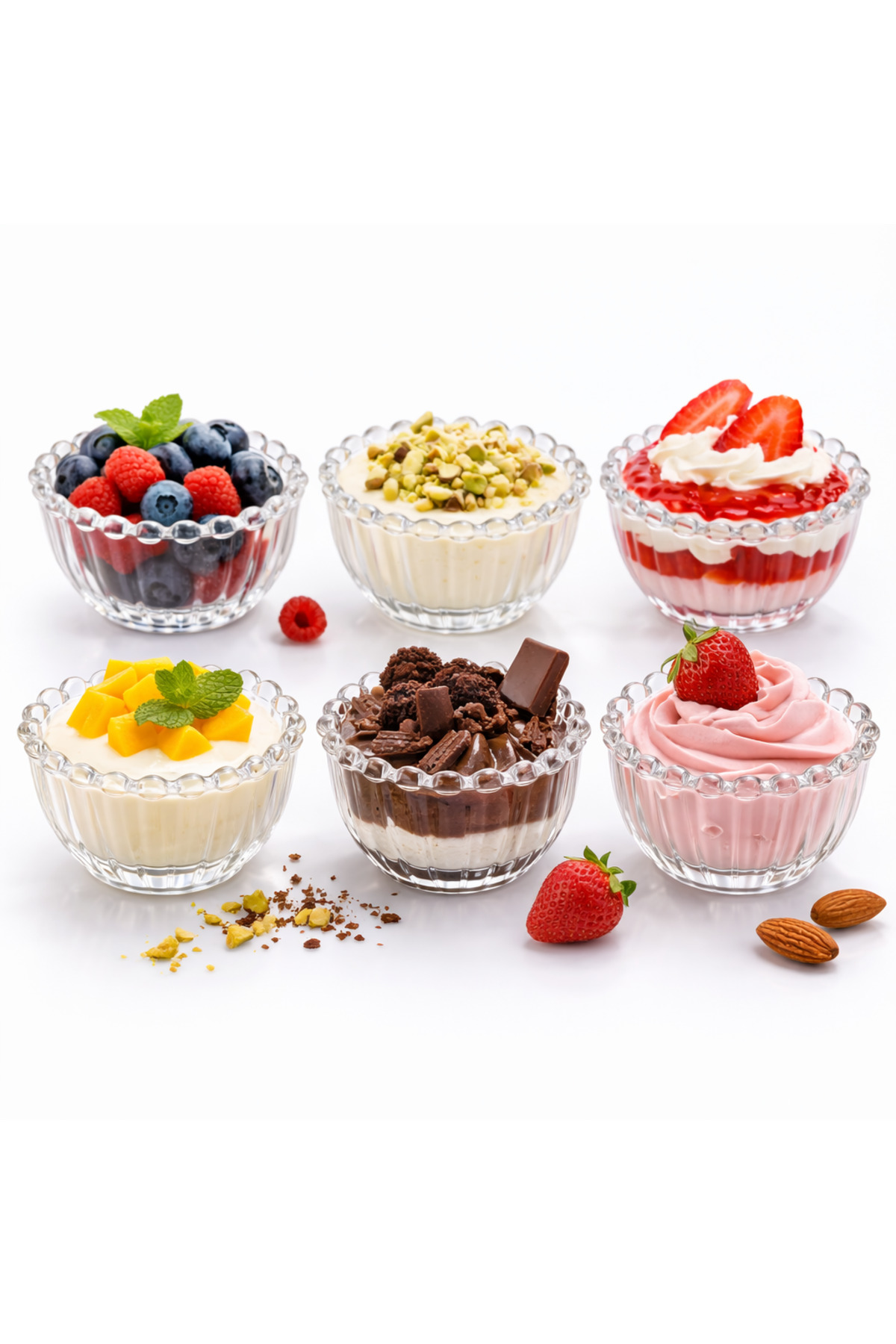 Veloria 6-Piece Glass Mini Bowl Set 135 ML – Dessert, Sauce and Nuts Serving Bowl