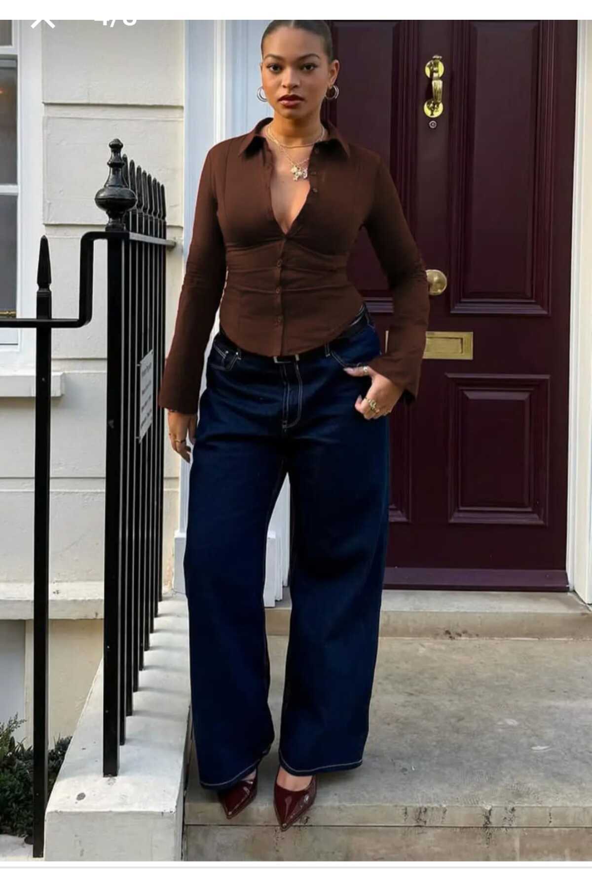 YEK&BİR  KADIN KAHVE BELDEN OTURTMALI İSPANYOL KOL DÜĞMELİ - Görsel 3