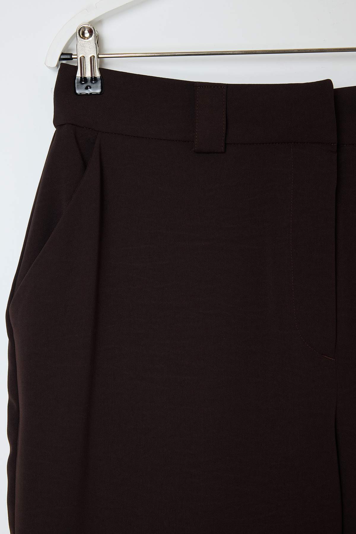 Trendyolmilla  Wardrobe Essentials Kahverengi Straight Fit Büyük Beden Dokuma Pantolon TBBSS26AR00017 - Görsel 6