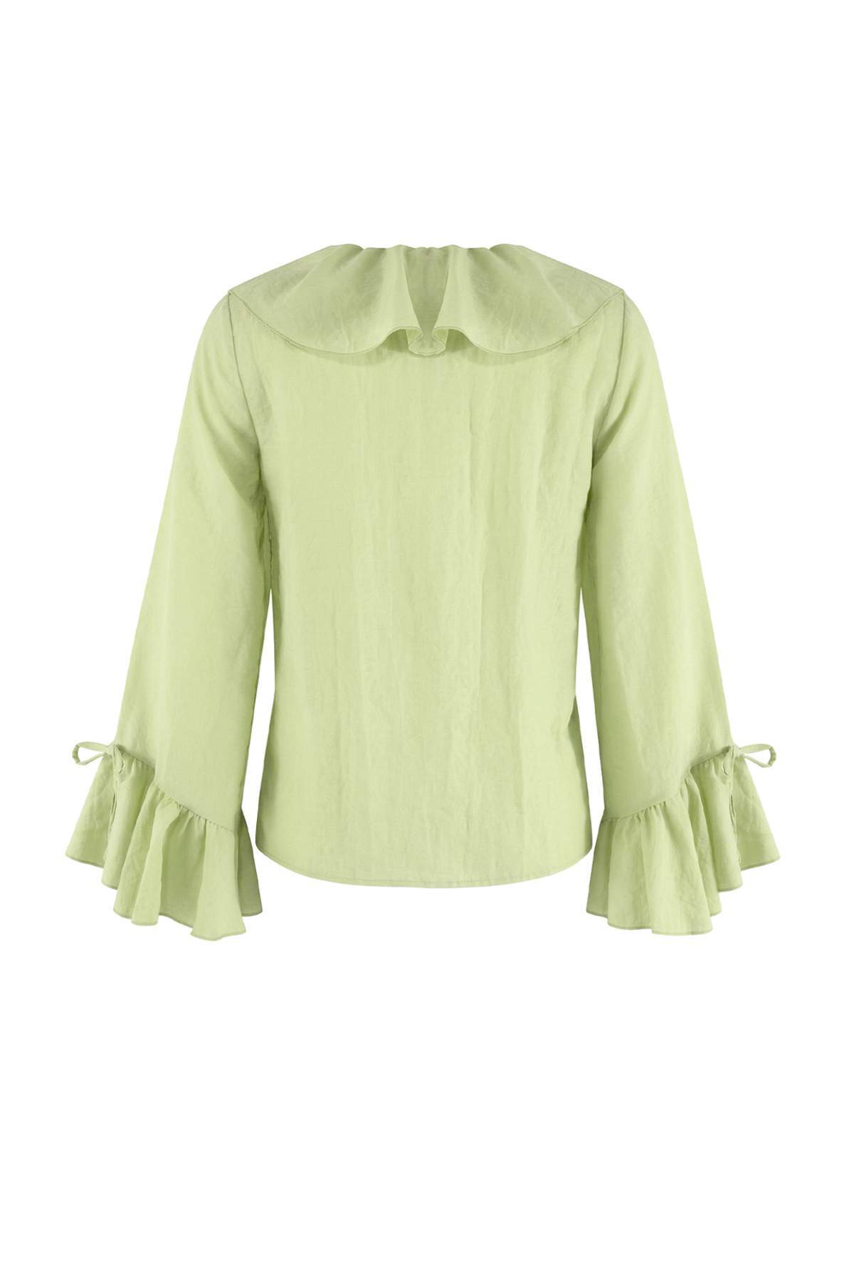 Trendyolmilla  Açık Yeşil Fırfır Detaylı Dokuma Bluz TWOAW26BZ00290 - Görsel 2