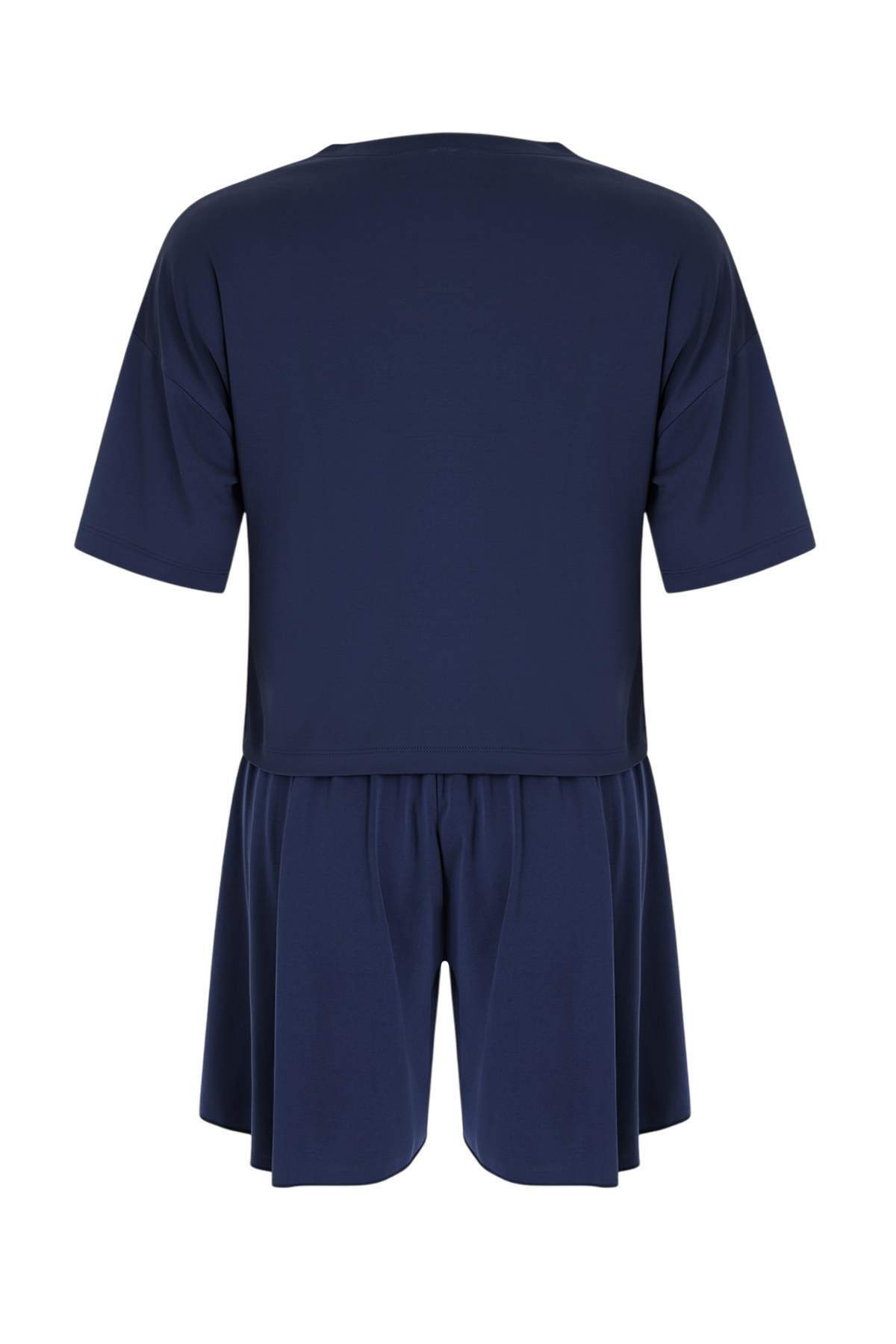 Trendyolmilla  Antrasit Oversize Düşük Kol Kısa Kollu Geniş Paça Modal Örme Alt-Üst Takım TWOSS26AU00134 - Görsel 6