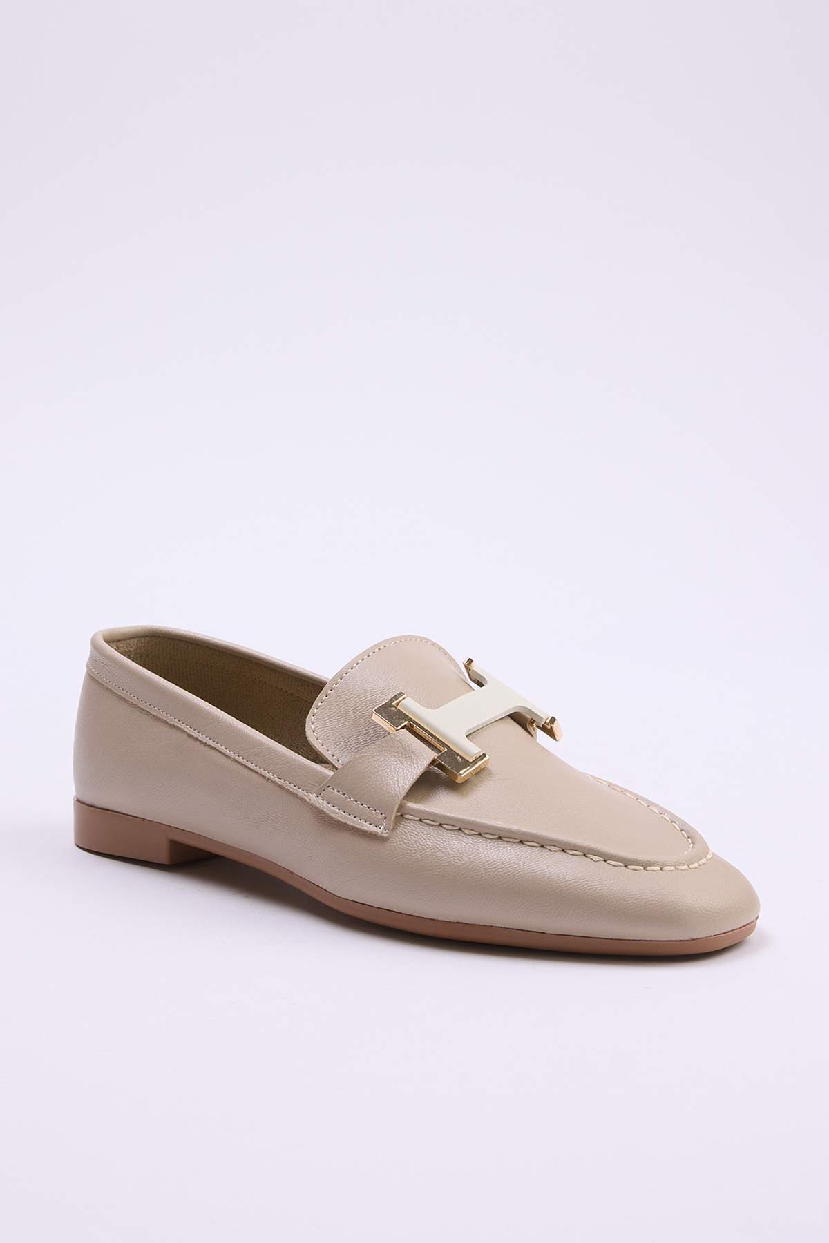 Trendyol Shoes Beige Buckle Detailed Women's Loafer Takss26La00009