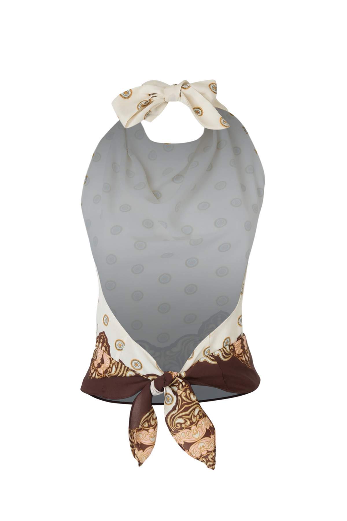 Trendyolmilla  Limited Edition Çok Renkli Desenli Arkası Bağlama Detaylı Bluz TWOSS26BZ00588 - Görsel 2