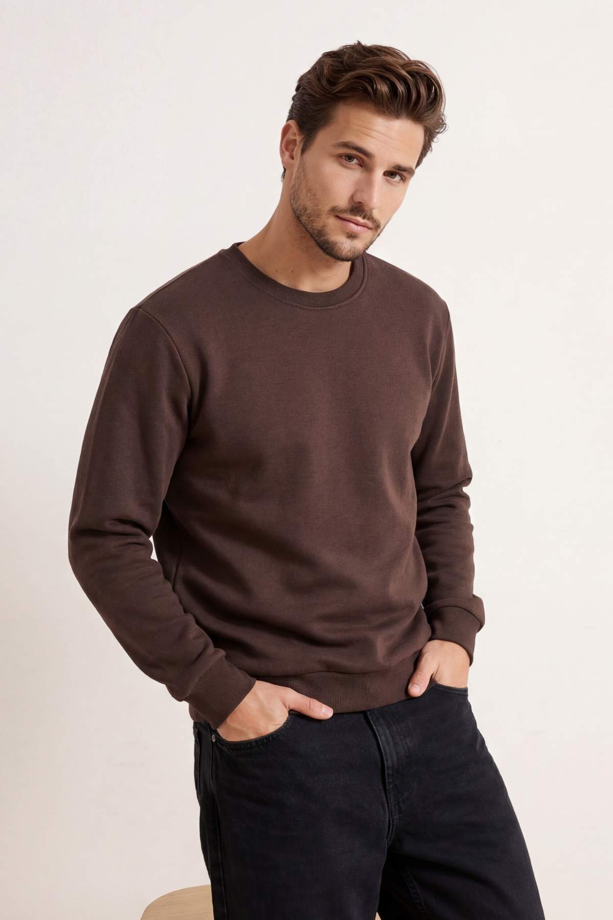 Trendyolmilla  Koyu Kahverengi Regular/Normal Kesim İçi Polar/Sıcak Tutan Sweatshirt TMNAW21SW1208