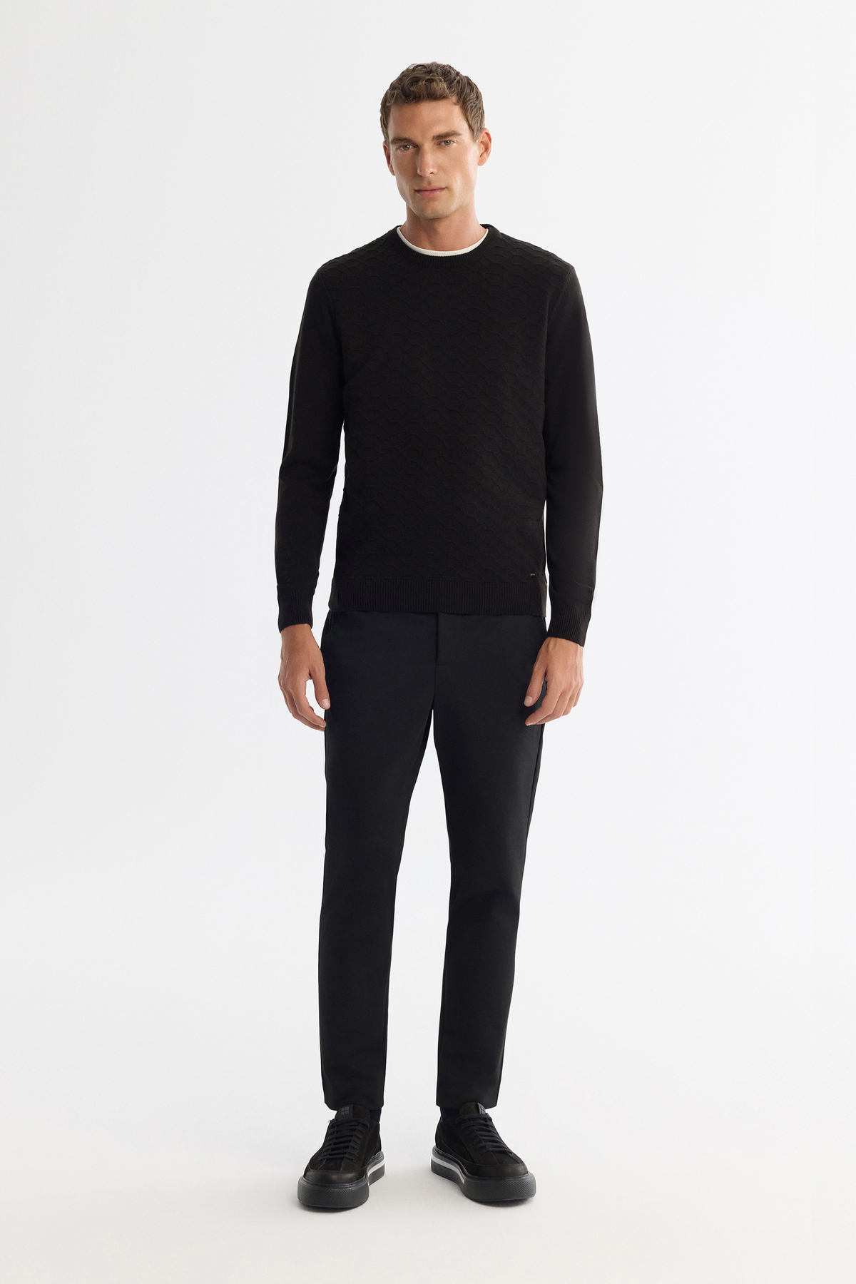 Avva  Erkek Siyah Dokulu Basic Kazak E005107 - Görsel 6