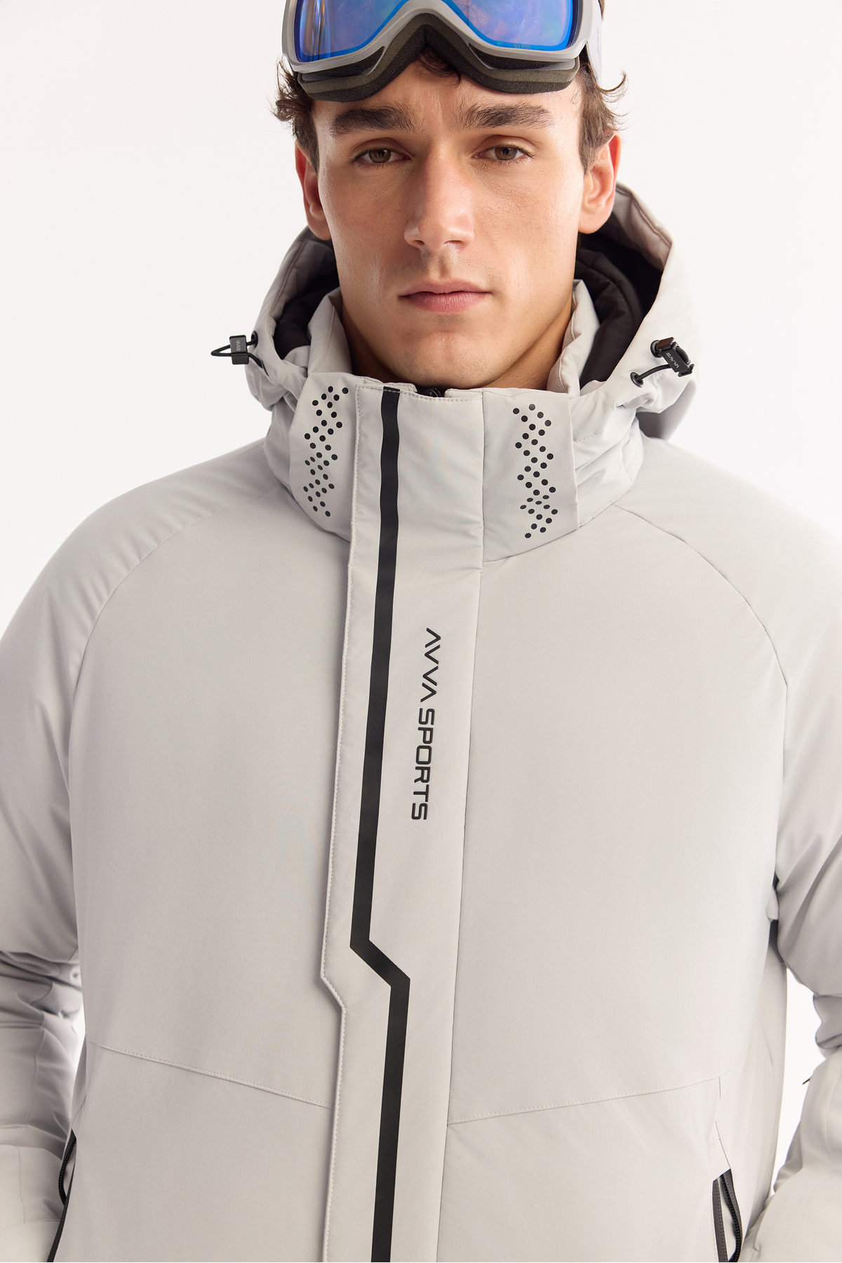 Avva  Erkek Gri Kapüşonlu Su İtici Rüzgar Geçirmez -15°C Dayanıklı Şişme Kayak Montu A52Y6161 - Görsel 3