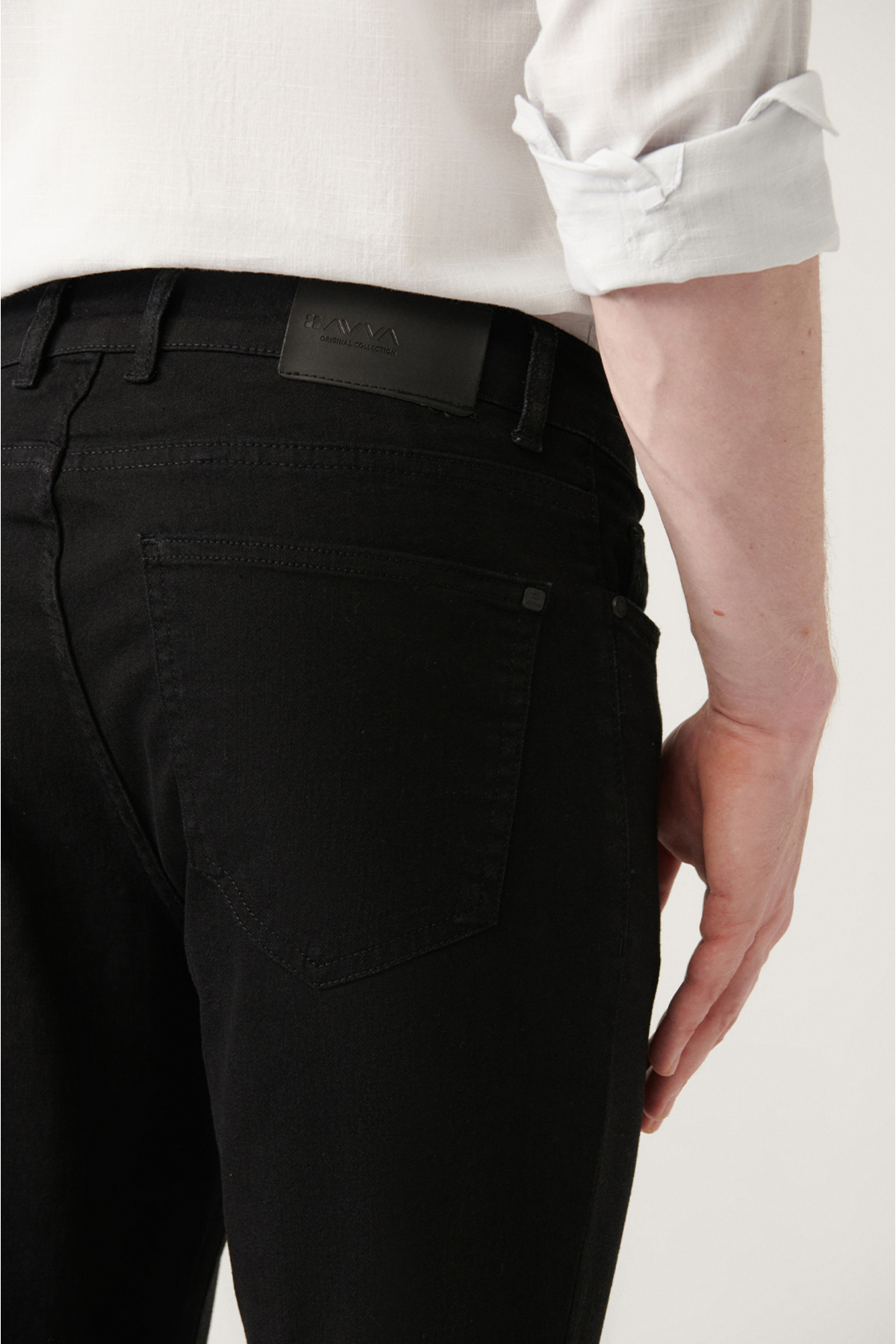 Avva  Erkek Siyah Eskitme Yıkama Esnek Jean Pantolon E003513 - Görsel 5