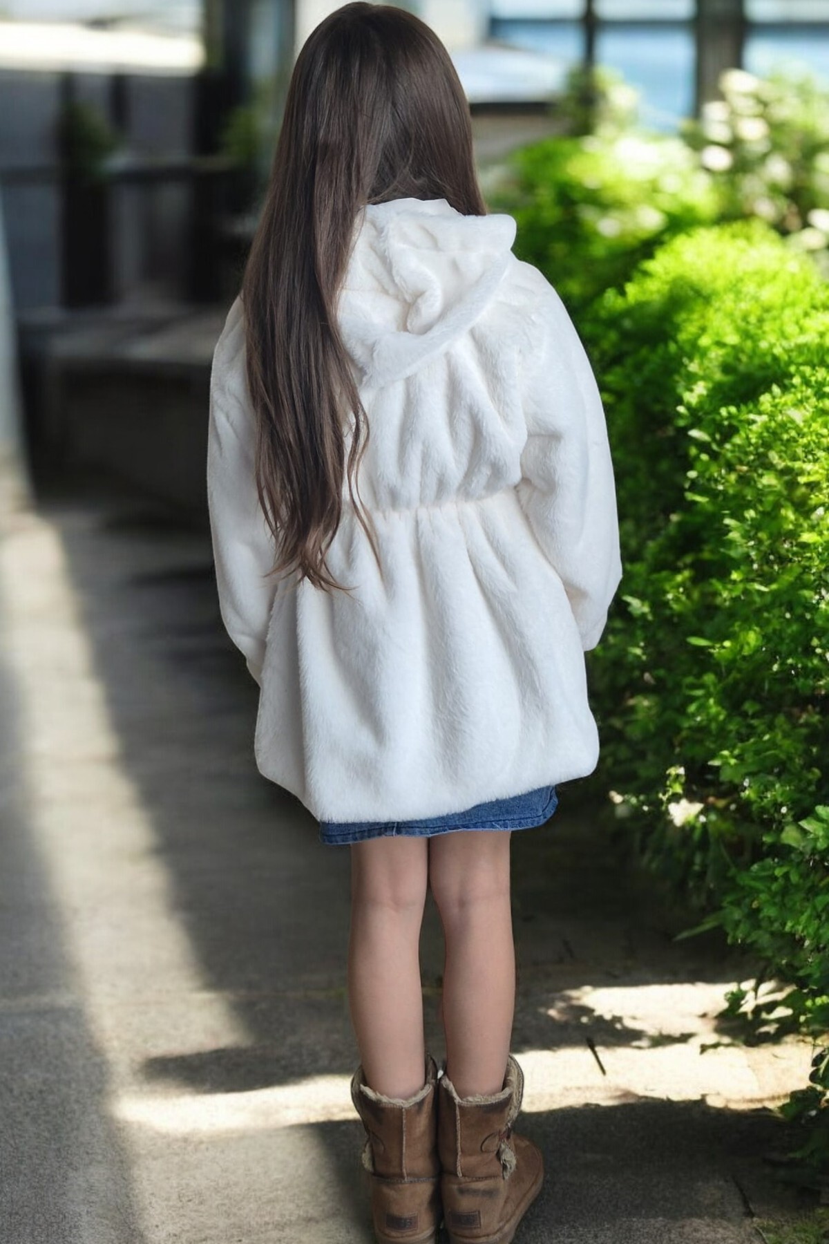 QUB CLUB Kız Çocuk İçi Astarlı Beyaz Astarlı  Peluş Ceket Mont Kaban fotoğrafı 4 (önizleme)